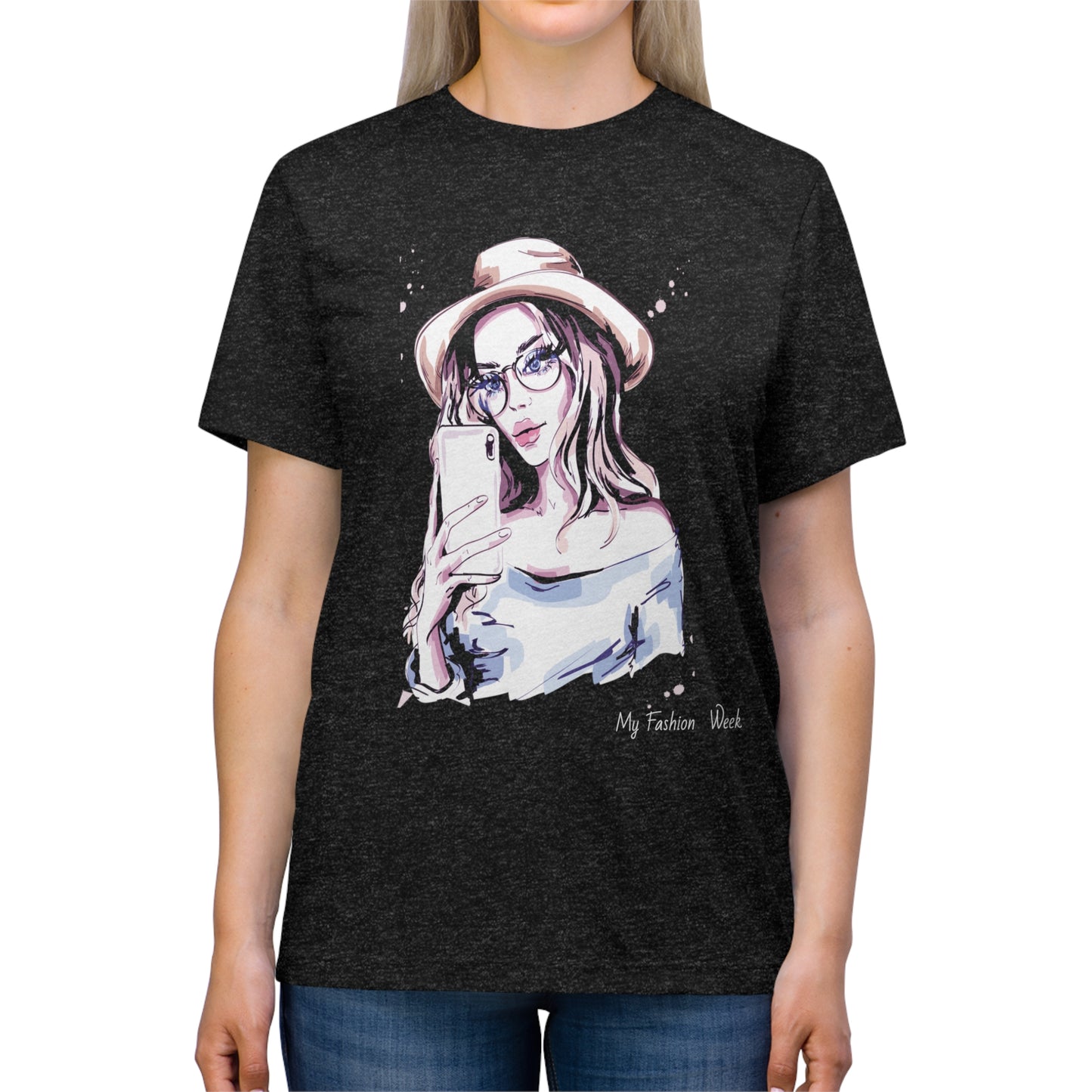 T-shirt tri-mélange avec motif artistique