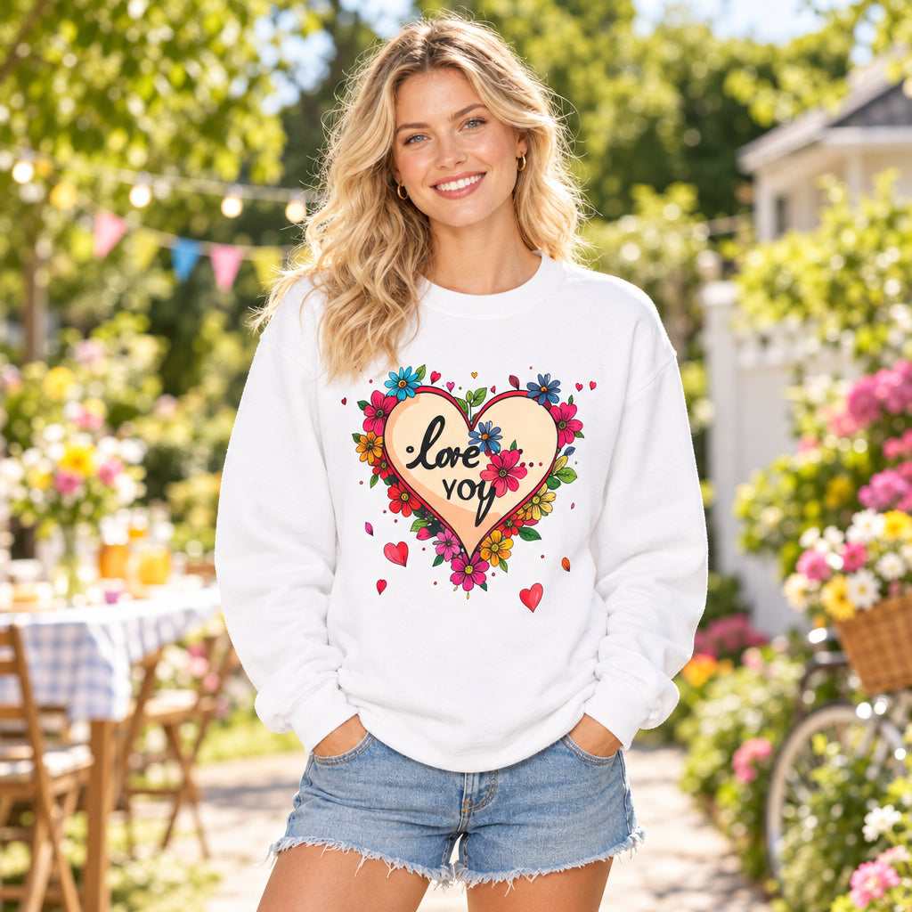 Big Heart Sweatshirt, Floral Heart Sweatshirt, Floral Love Sweatshirt, Valentine's Day Sweatshirt, Heart Floral Sweatshirt 109