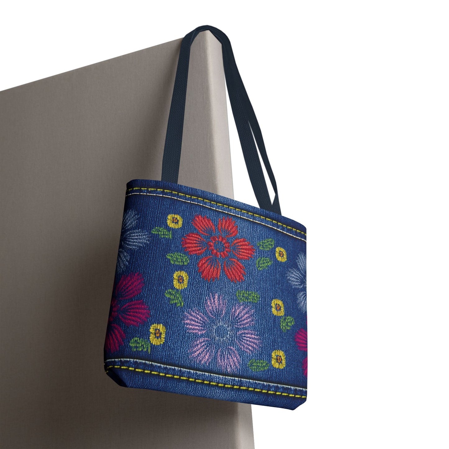 Denim Fabric Imitation Print Unisex Canvas Bag Poly Spun 3 Sizes Tote Bag 131