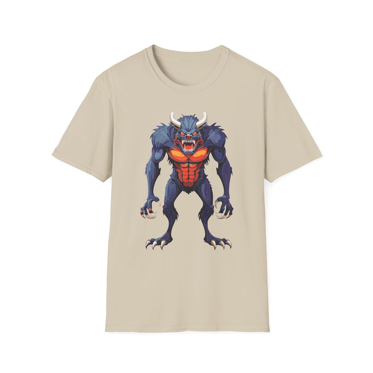 Werewolf Monster T-Shirt — Fierce Halloween Creature Cartoon Graphic Tee Unisex 100 Cotton Gildan T-Shirt
