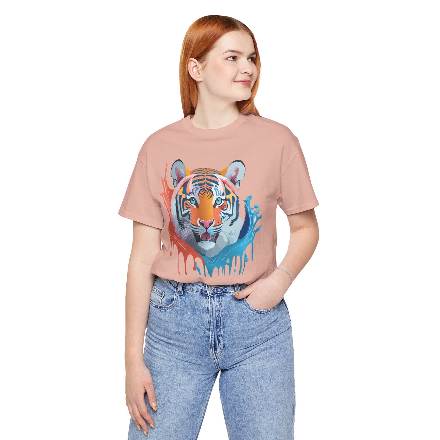 Unisex Tiger Tee, Animal Shirt, Tee Shirt with Tiger, Art T-Shirt, Animal Tees, Big Cat Shirt, Art Design T-Shirt 5