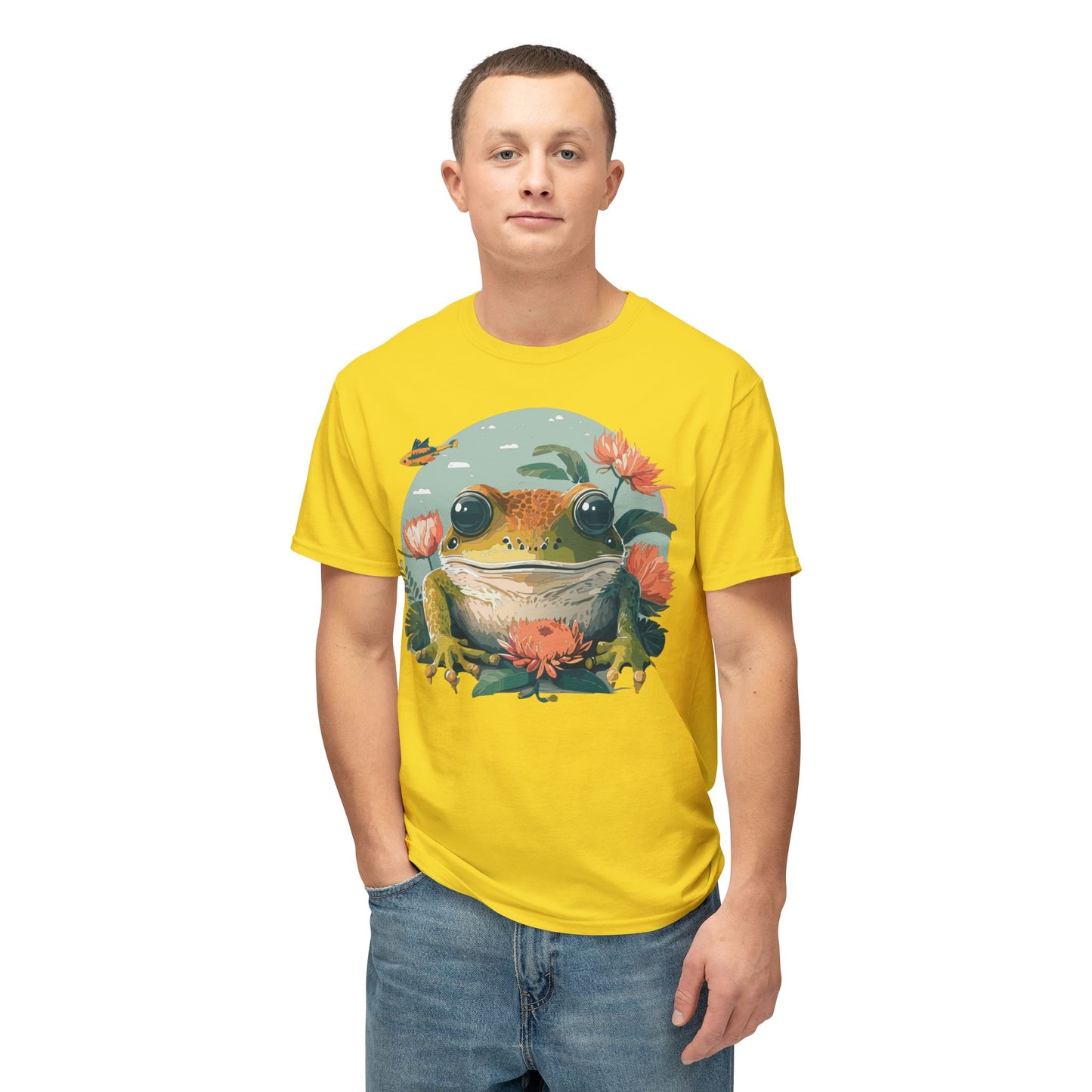 Frog T-Shirt, Vintage Frog Tee, Floral Tees, Frog Art Design Shirt, Tee Shirt with Frog 1