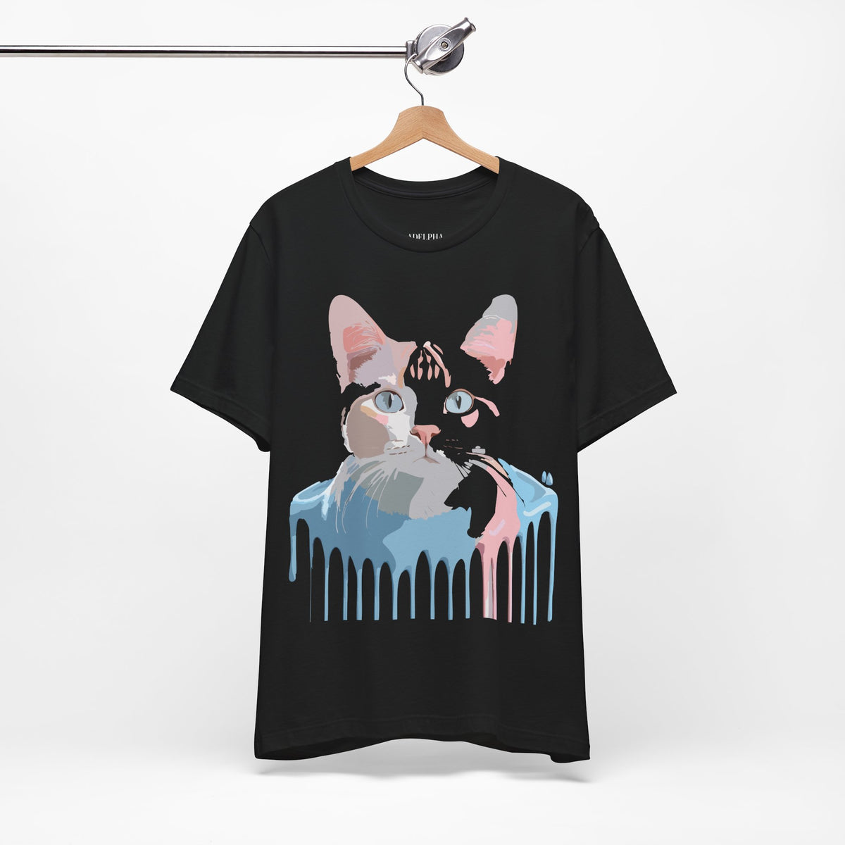Cat Graphic Unisex Cotton Bella+Canvas Tee with Art Animal Design e208