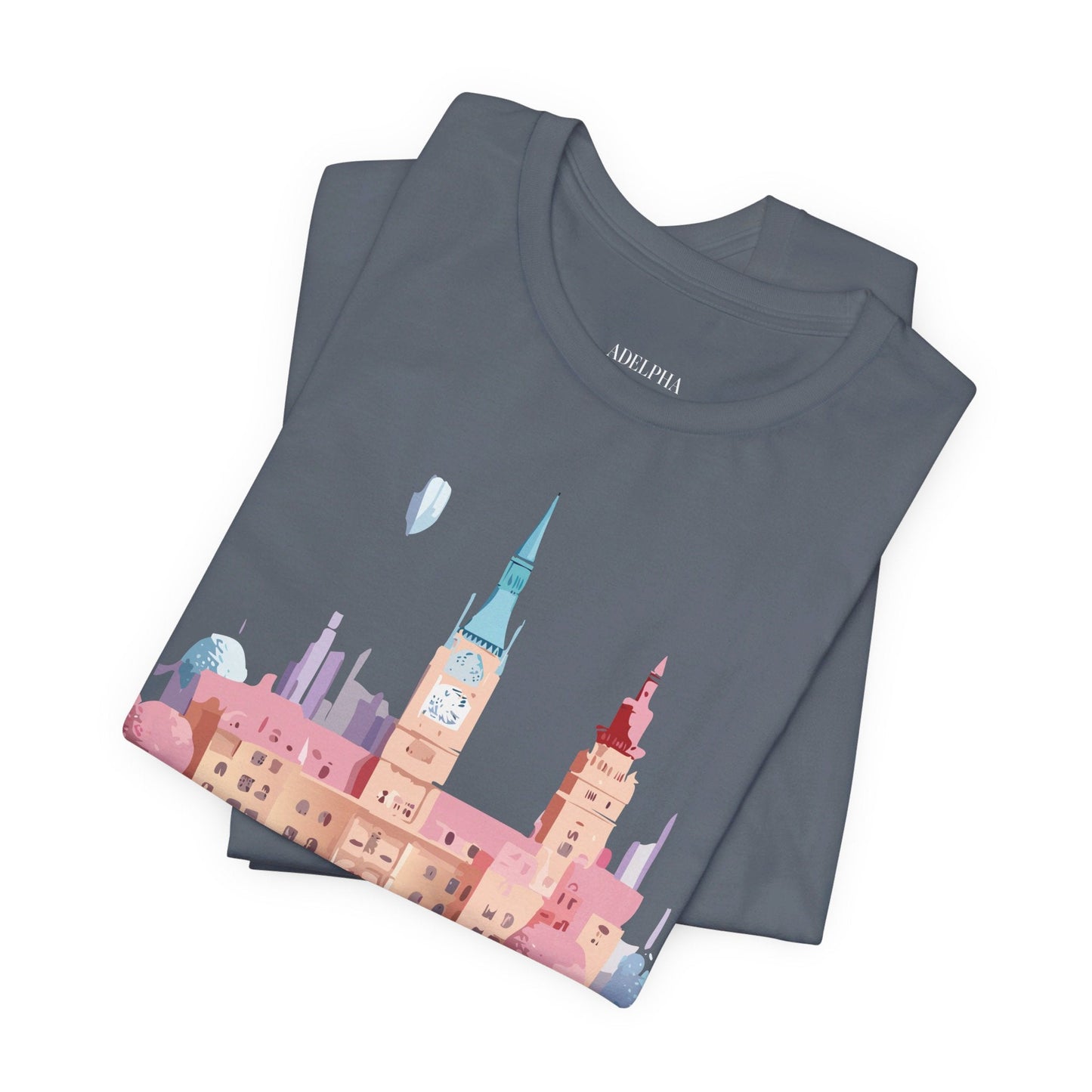 Prague Tourist Shirt Unisex Short Sleeve Graphic Tee Featuring Adelpha Vintage Artwork