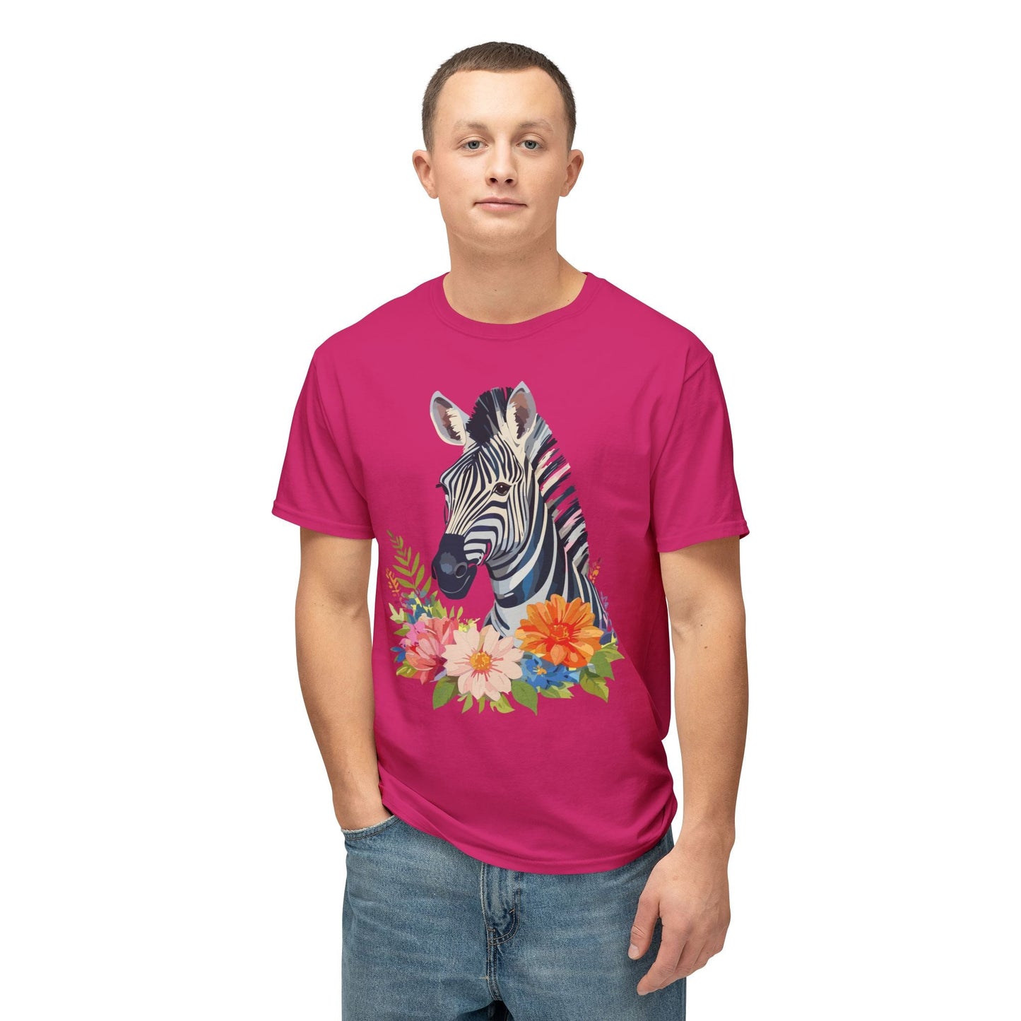Unisex Zebra Art T Shirt With Full Color Print 100 Percent Cotton Jersey Tee Premium