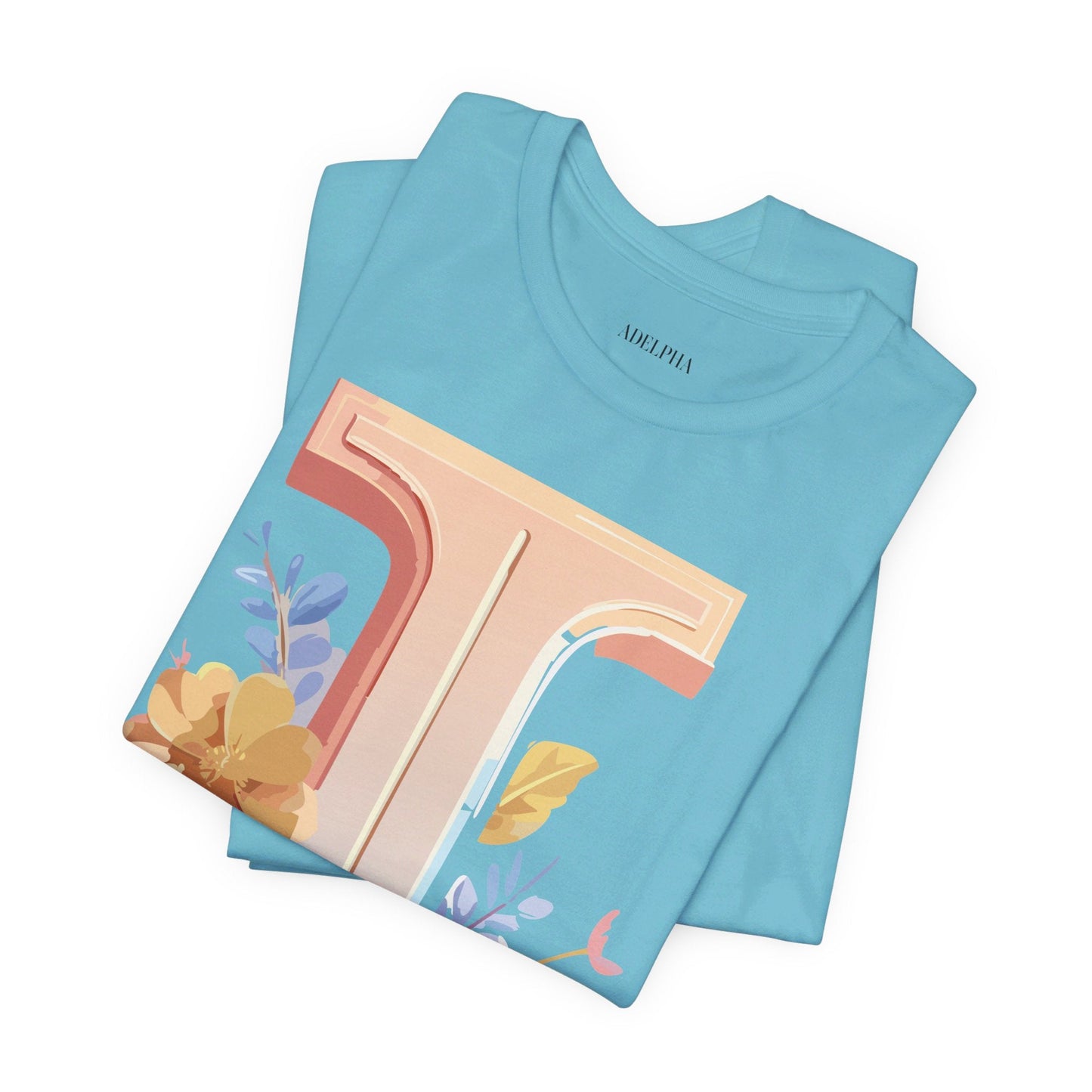 Vintage Inspired Letter I Shirt Unisex Graphic Tee Short Sleeve by Adelpha Premium