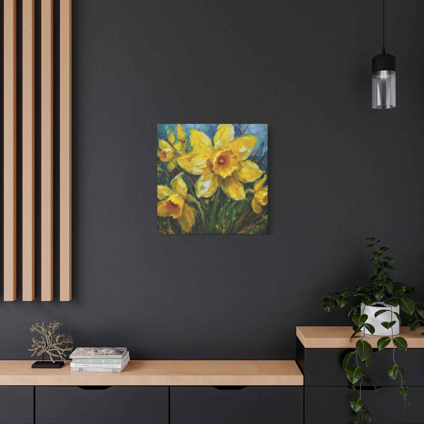 Narcissus Print Canvas, Floral Oil Paint Print 20x20, 24x24, 30x30, 32x32, 36x36 Art Design Pine-Wood Inner Frame MC-178