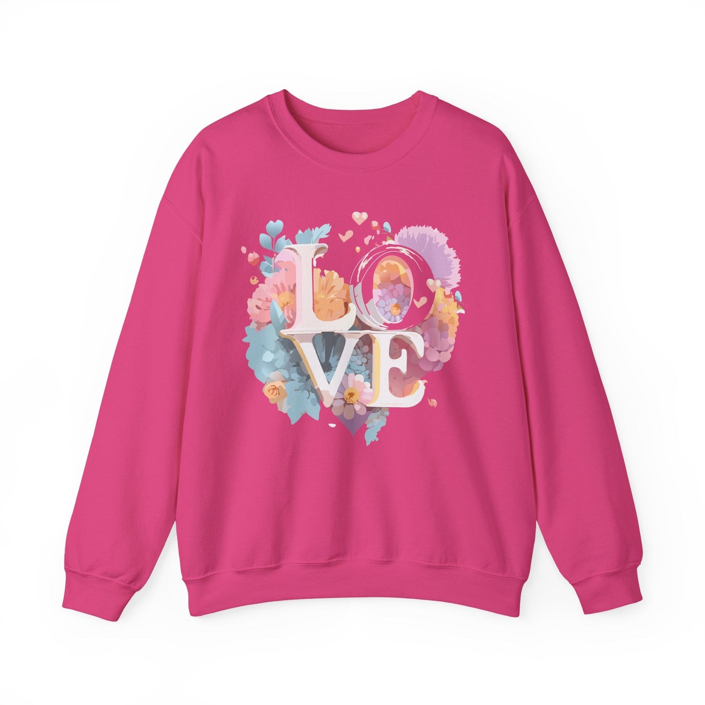 Floral Love Sweatshirt For Valentines Day Unisex Crewneck 50 50 Cotton Polyester Gildan 18000