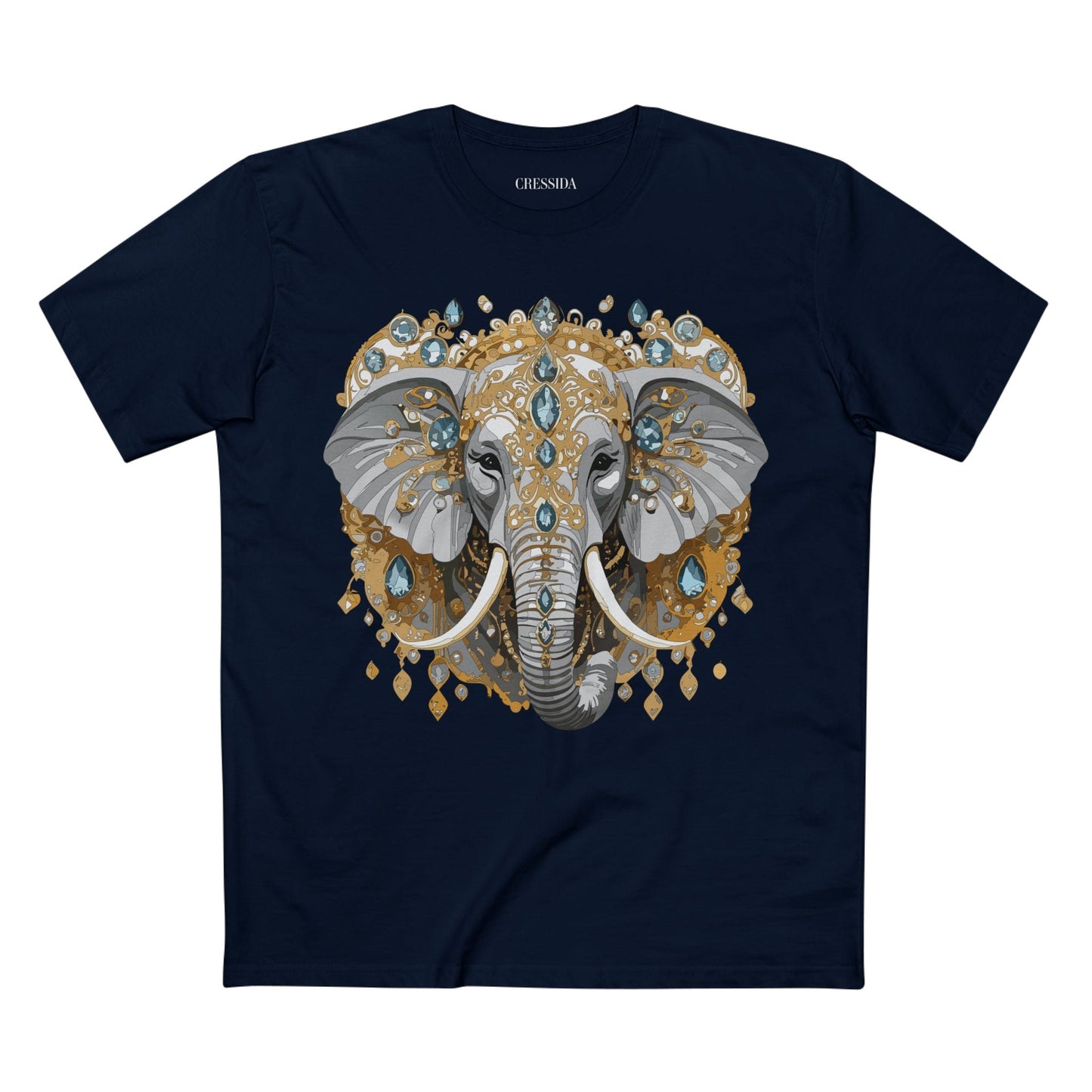 Elephant Graphic Unisex 100 Cotton Tee With Unique Animal Golden Medallion Art Design 38