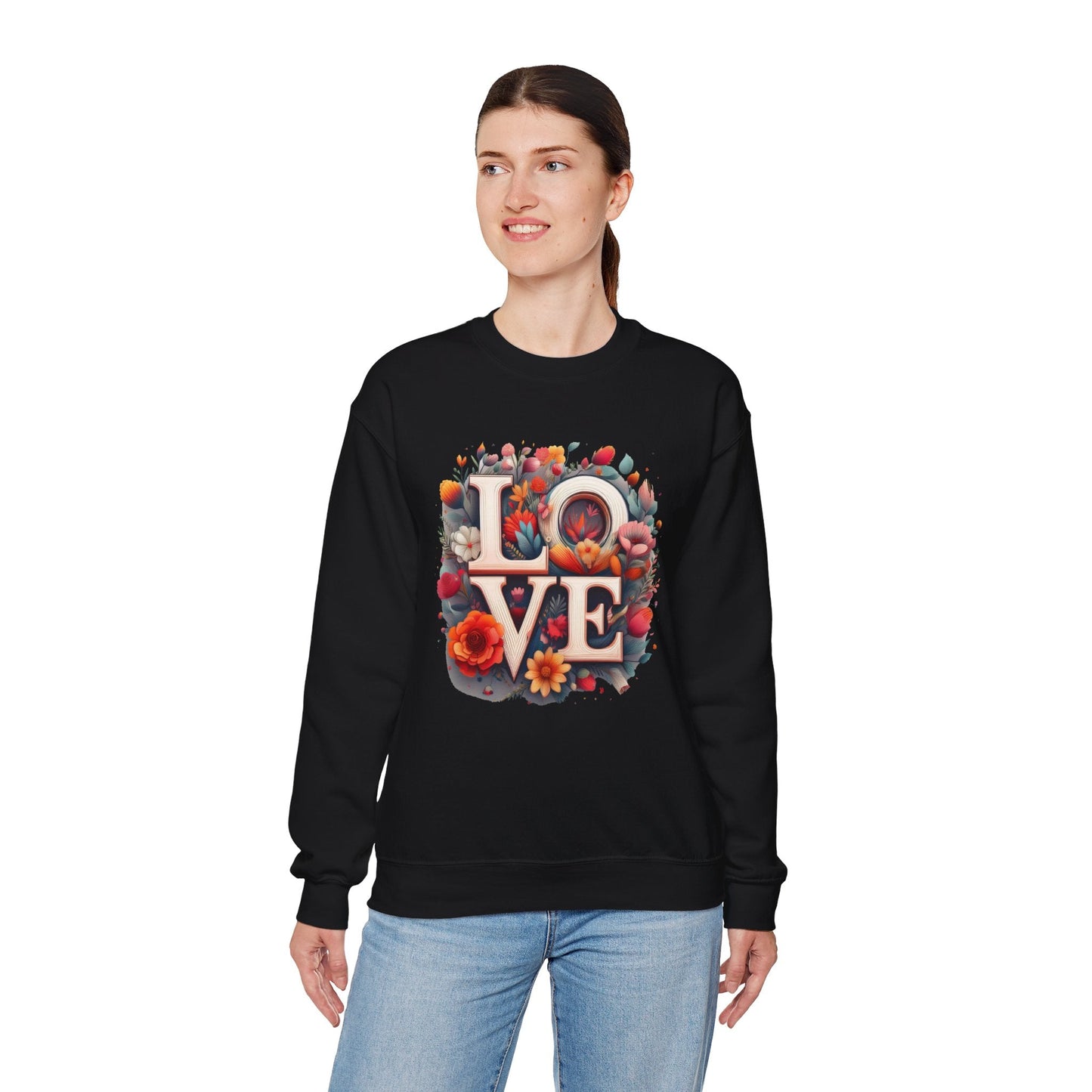 Floral Love Valentines Day Sweatshirt Unisex Crewneck Love Flower Gift Idea Cozy Everyday Wear