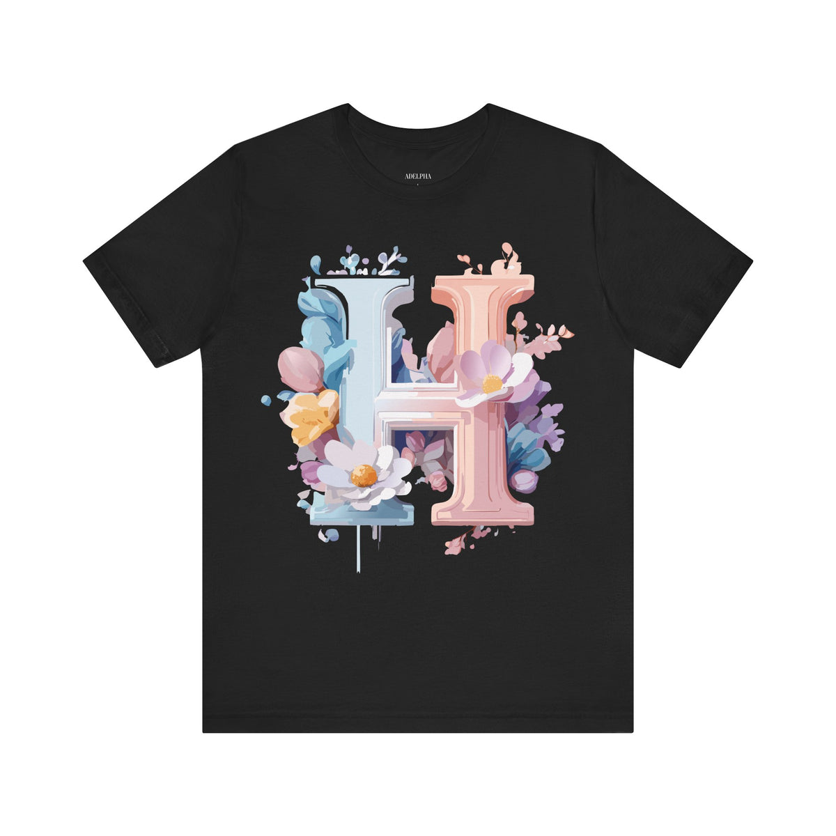 Letter H Graphic Unisex Cotton Bella+Canvas Tee with Art Letter Design