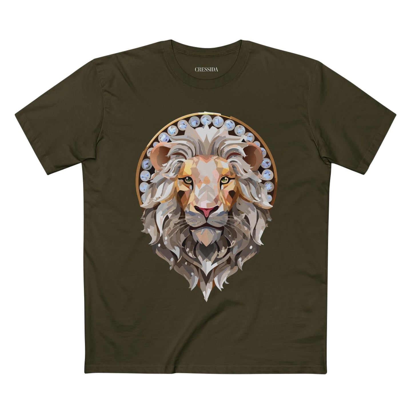 Lion Graphic Unisex 100 Cotton Tee With Unique Animal Golden Medallion Art Design 8