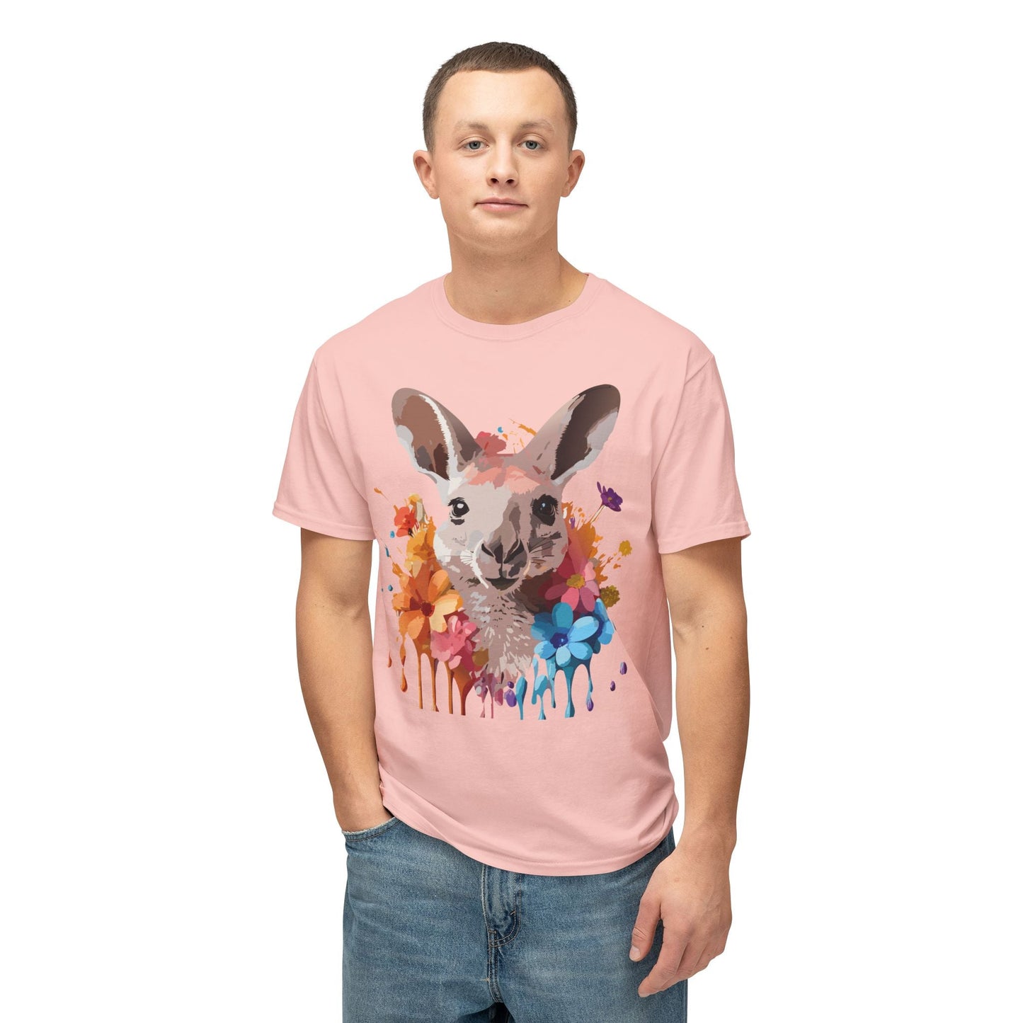 Unisex Kangaroo T Shirt HD Cotton Full Color Art Print Tee Made In USA 100 Percent Pre Shrunk