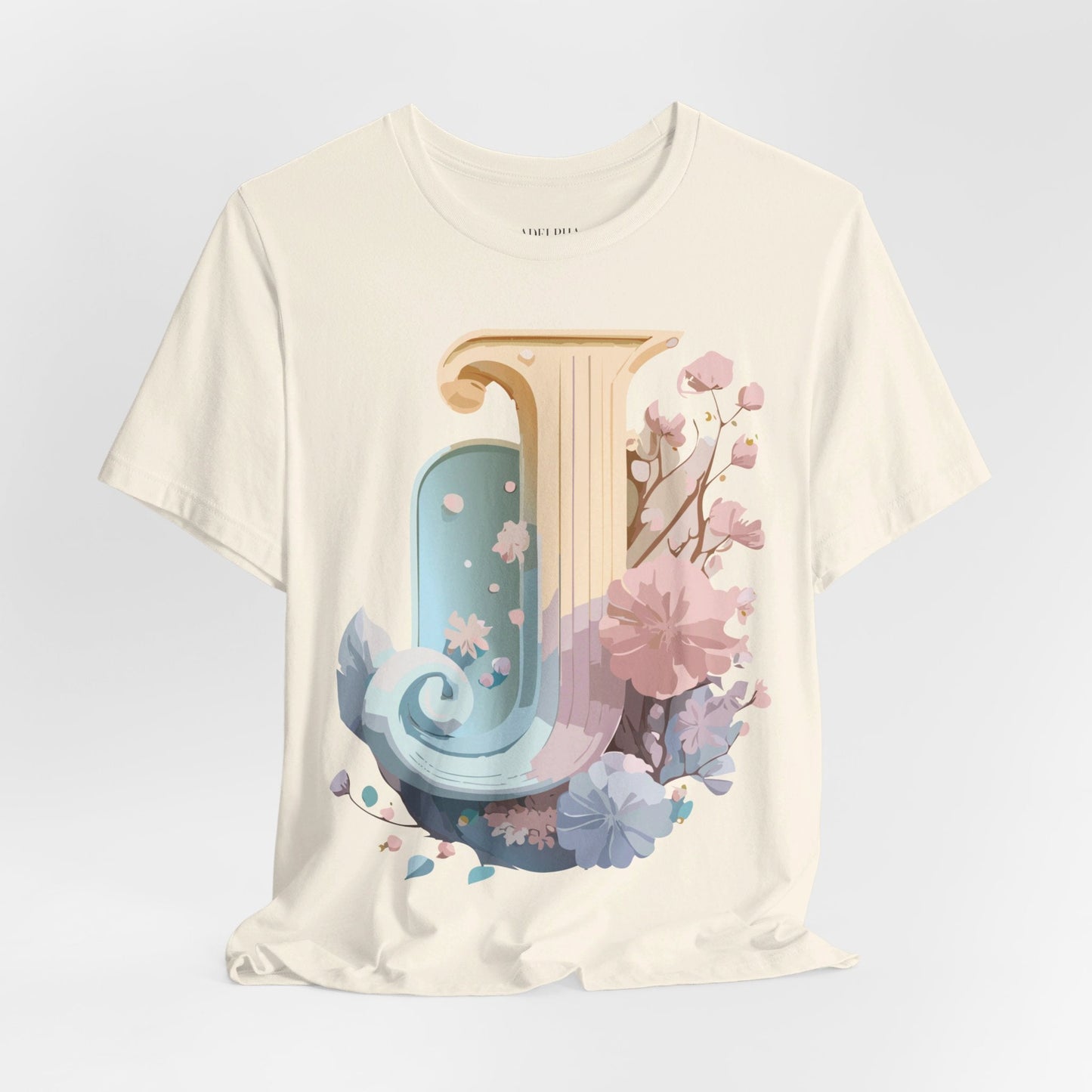 Letter J Shirt Unisex Graphic Tee Adelpha Vintage Inspired Artwork Design Short Sleeve
