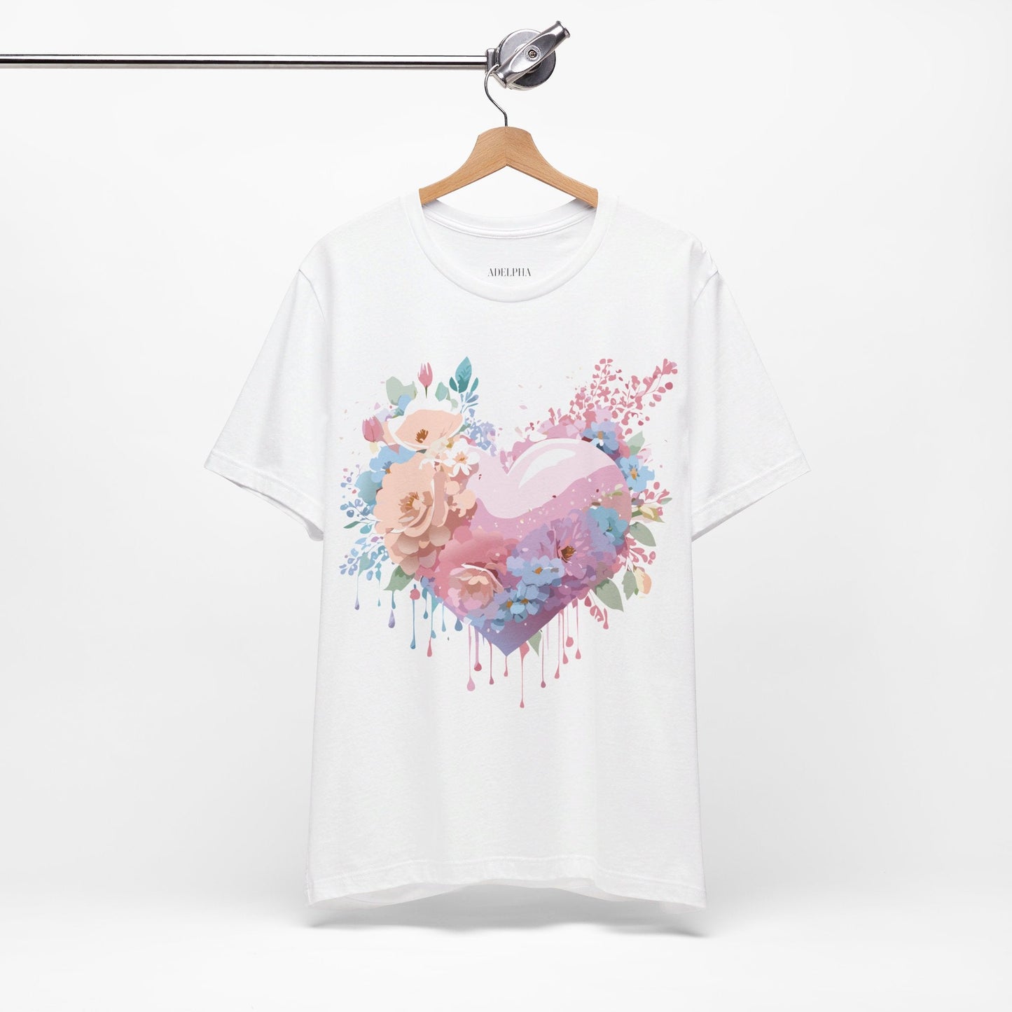 Valentine Day Graphic Unisex 100 Cotton Vintage Artwork with Love and Flower Design Tee 29