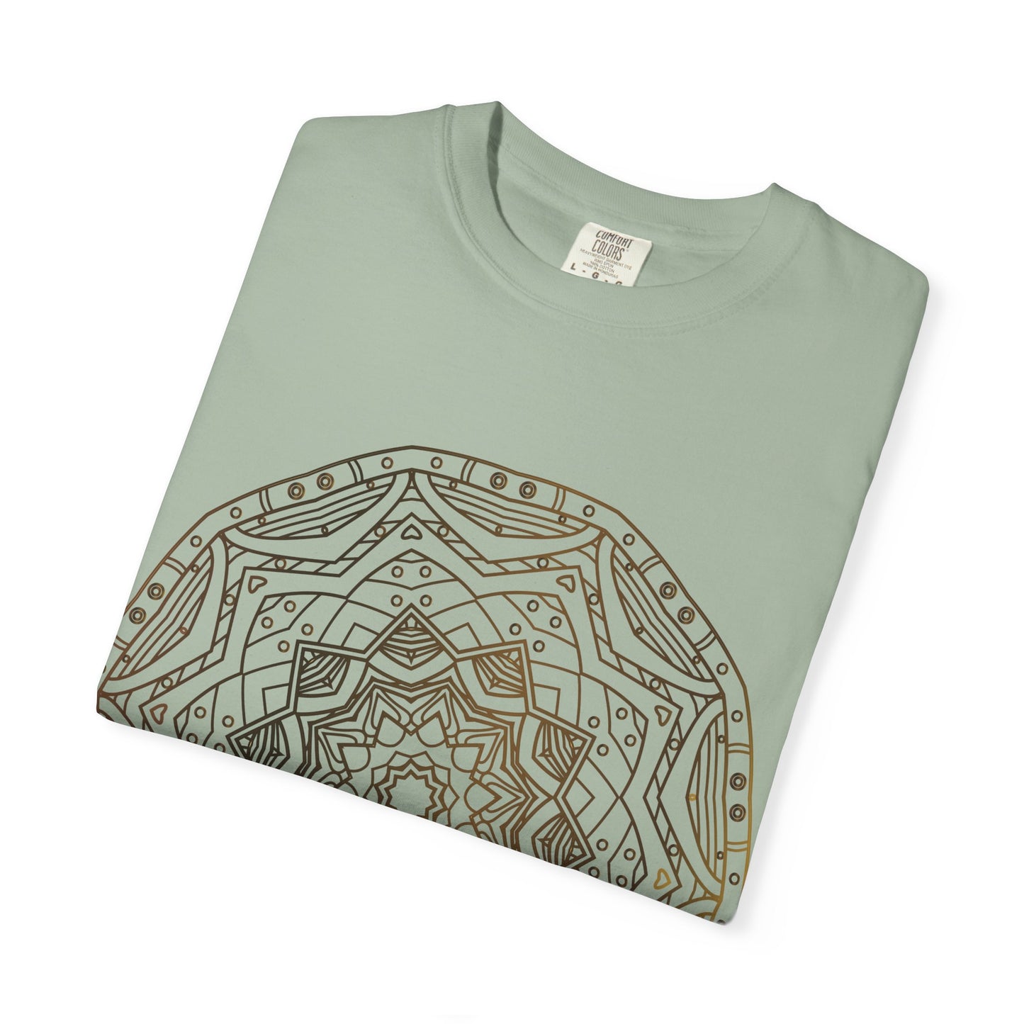 Unisex Garment Dyed Cotton T-Shirt with Mandala Graphic Design