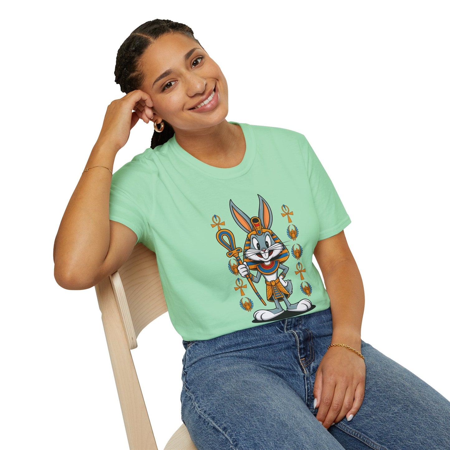 Cartoon Bunny Graphic Unisex Cotton Animal Animation Artwork Design Tee 31