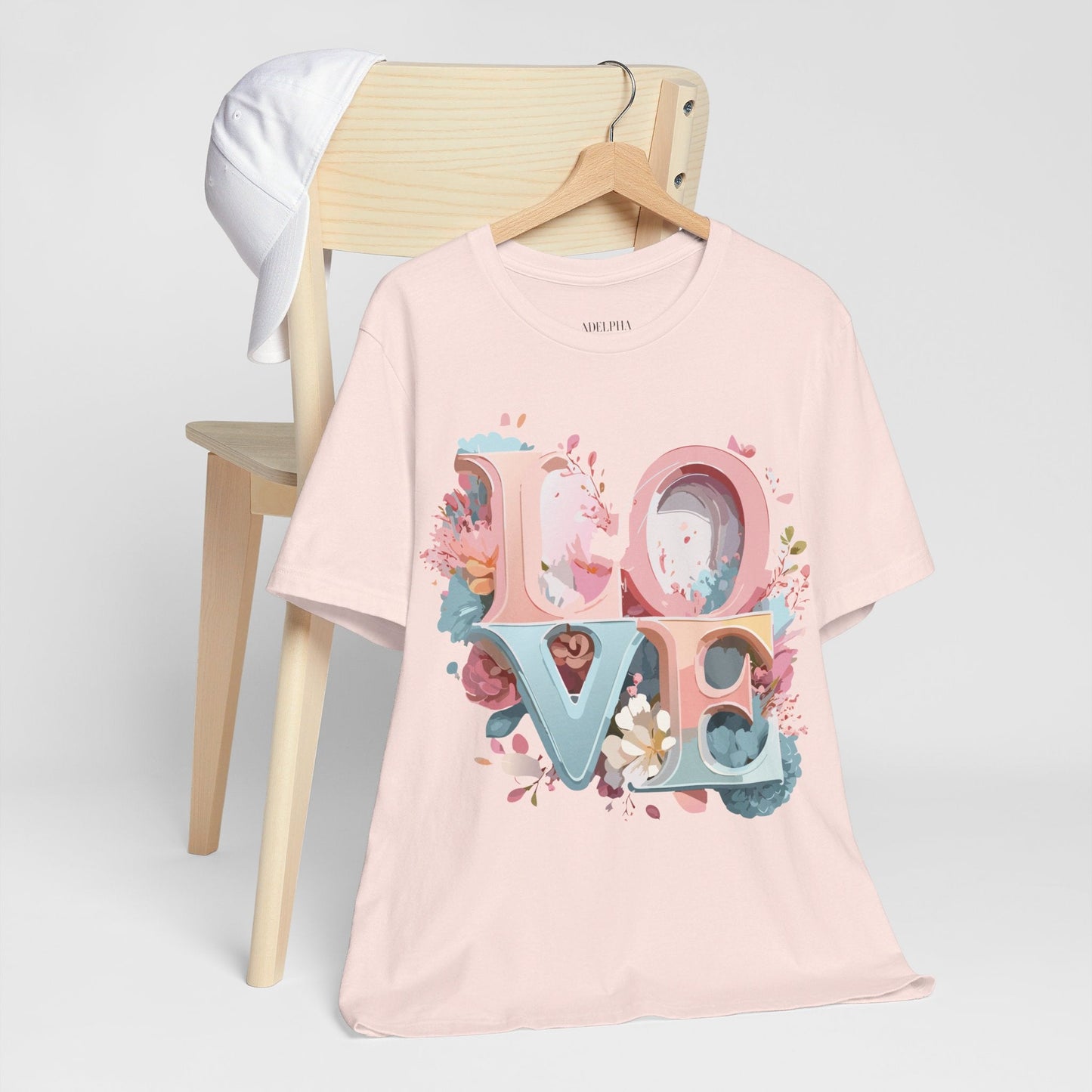 Valentine Day Graphic Unisex 100 Cotton Vintage Artwork with Love and Flower Design Tee 47