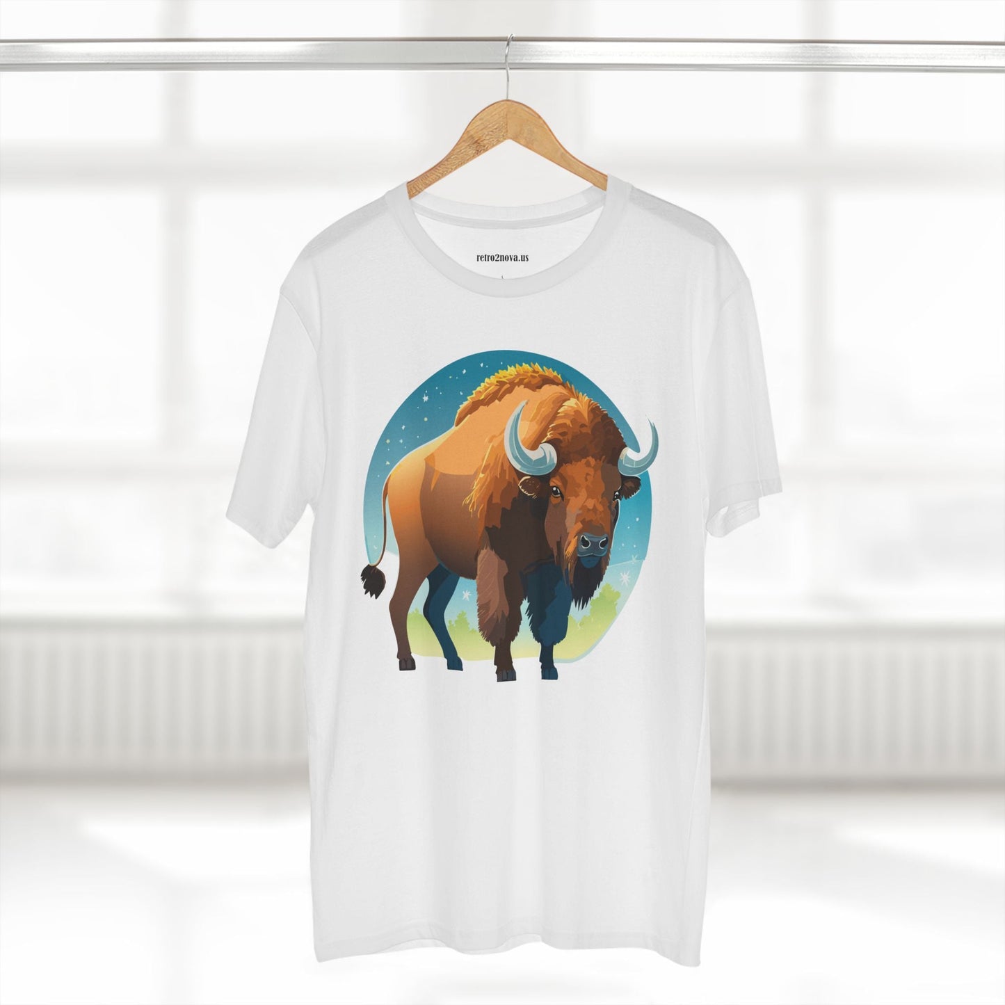 Unisex Premium Cotton Tee With Original Bison Art Design From Retro2Nova Art Collection Soft Breathable Everyday Comfort