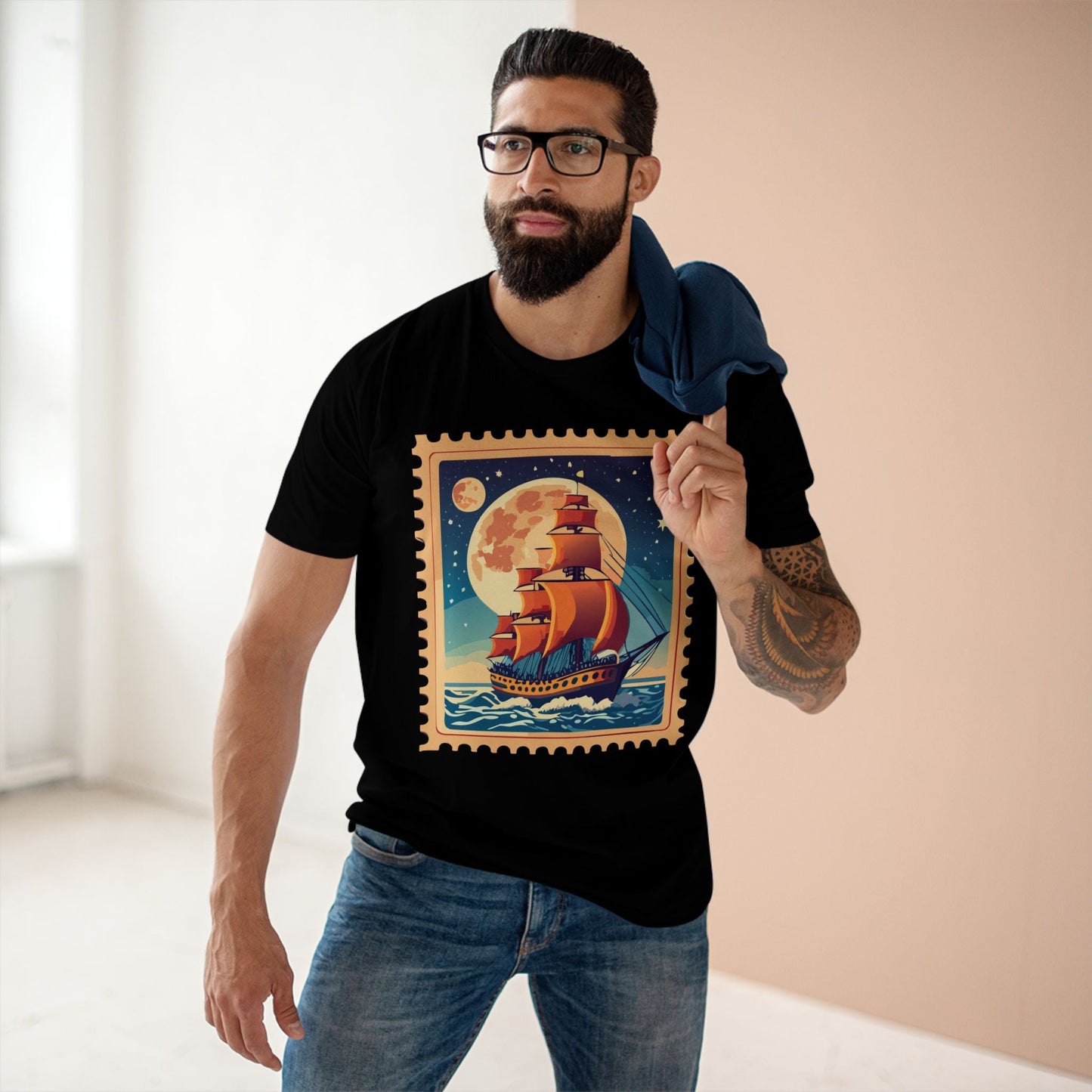 Postage Stamp Shirt Unisex Premium Cotton Tee With Original Art Design Retro2Nova