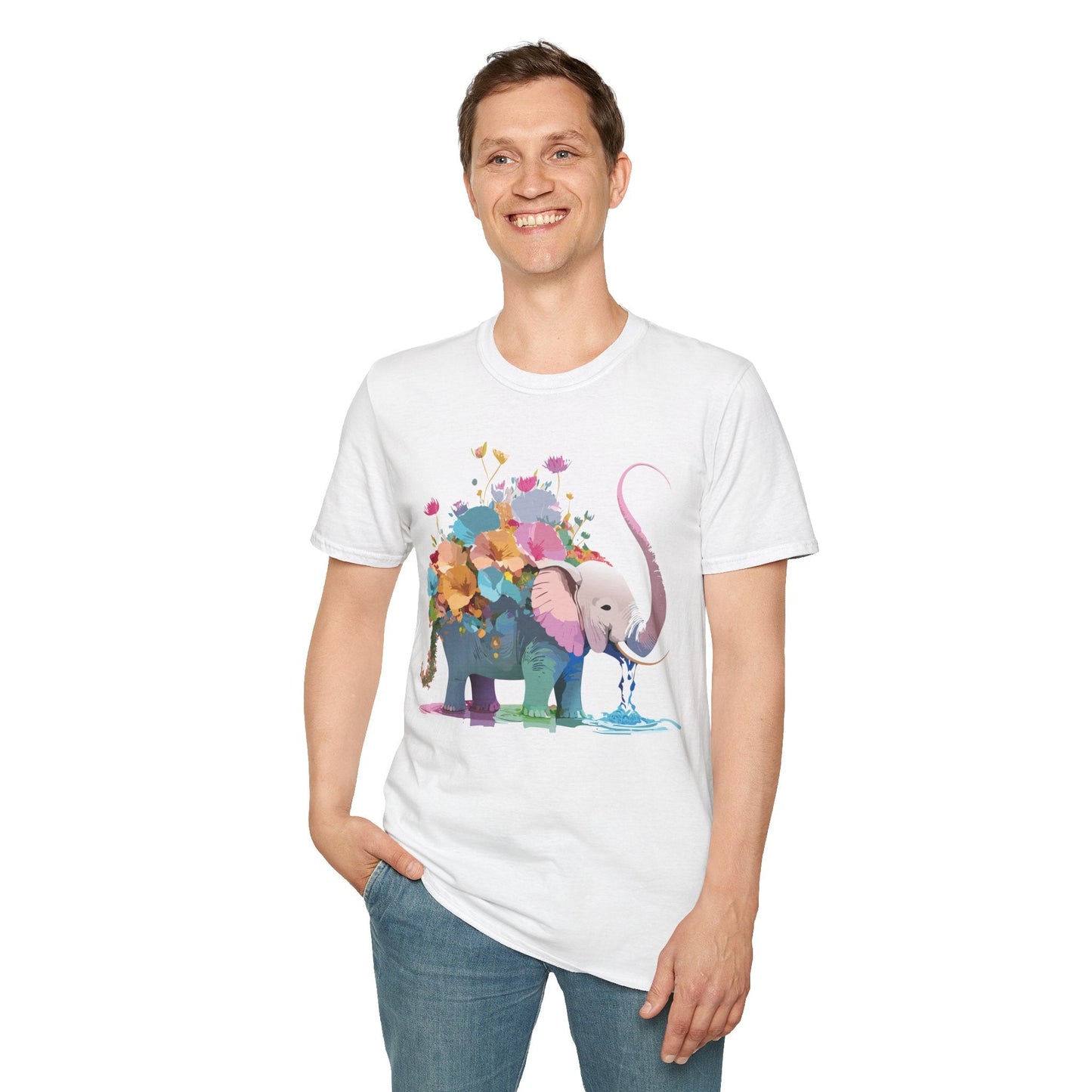 Elephant T Shirt Unisex Softstyle Cotton Tee With Animated Elephant Design Premium Comfort