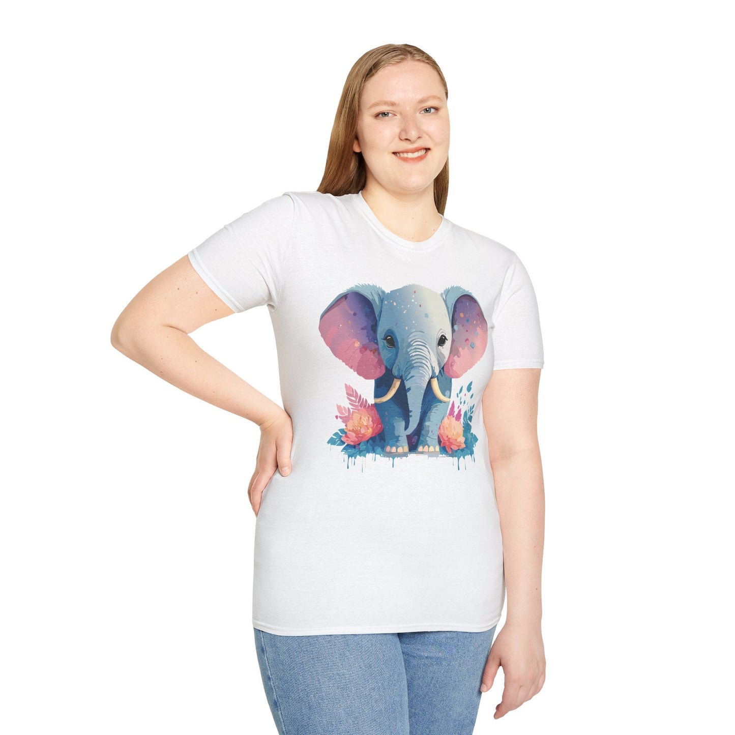 Elephant T Shirt For Adults Unisex Gildan Softstyle 64000 100 Percent Ring Spun Cotton Tee