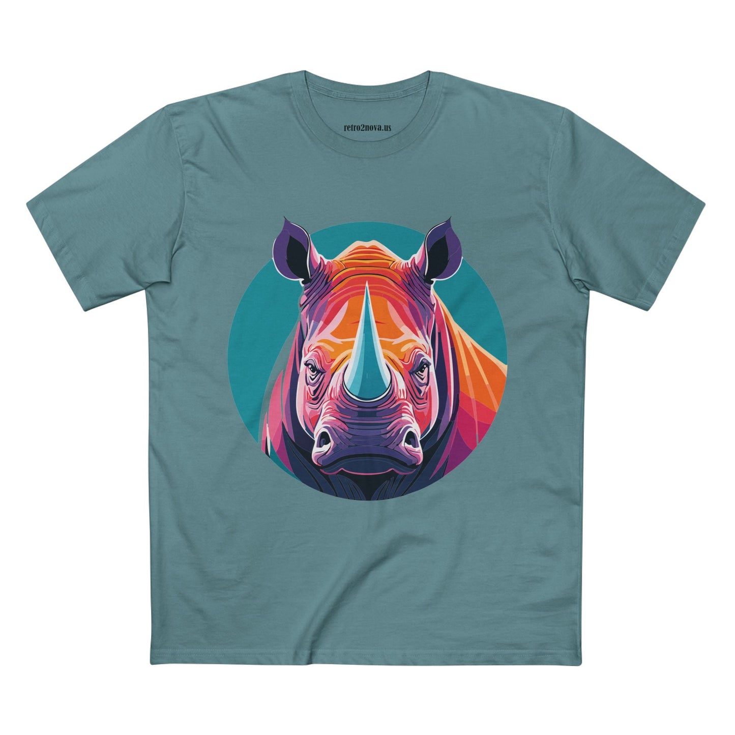 Rhino Animal Shirt Unisex Premium Cotton Tee With Original Art Design From Retro2Nova Art Collection Edition
