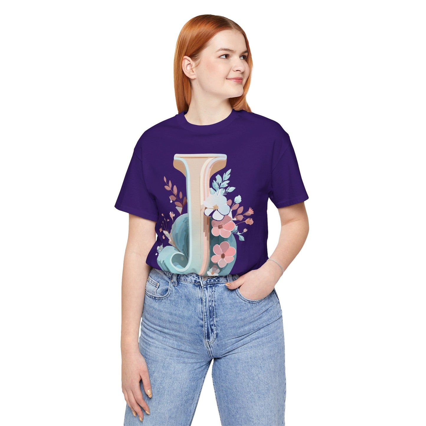 Letter J Shirt Graphic Unisex Tee With Original Vintage Inspired Artwork By Adelpha