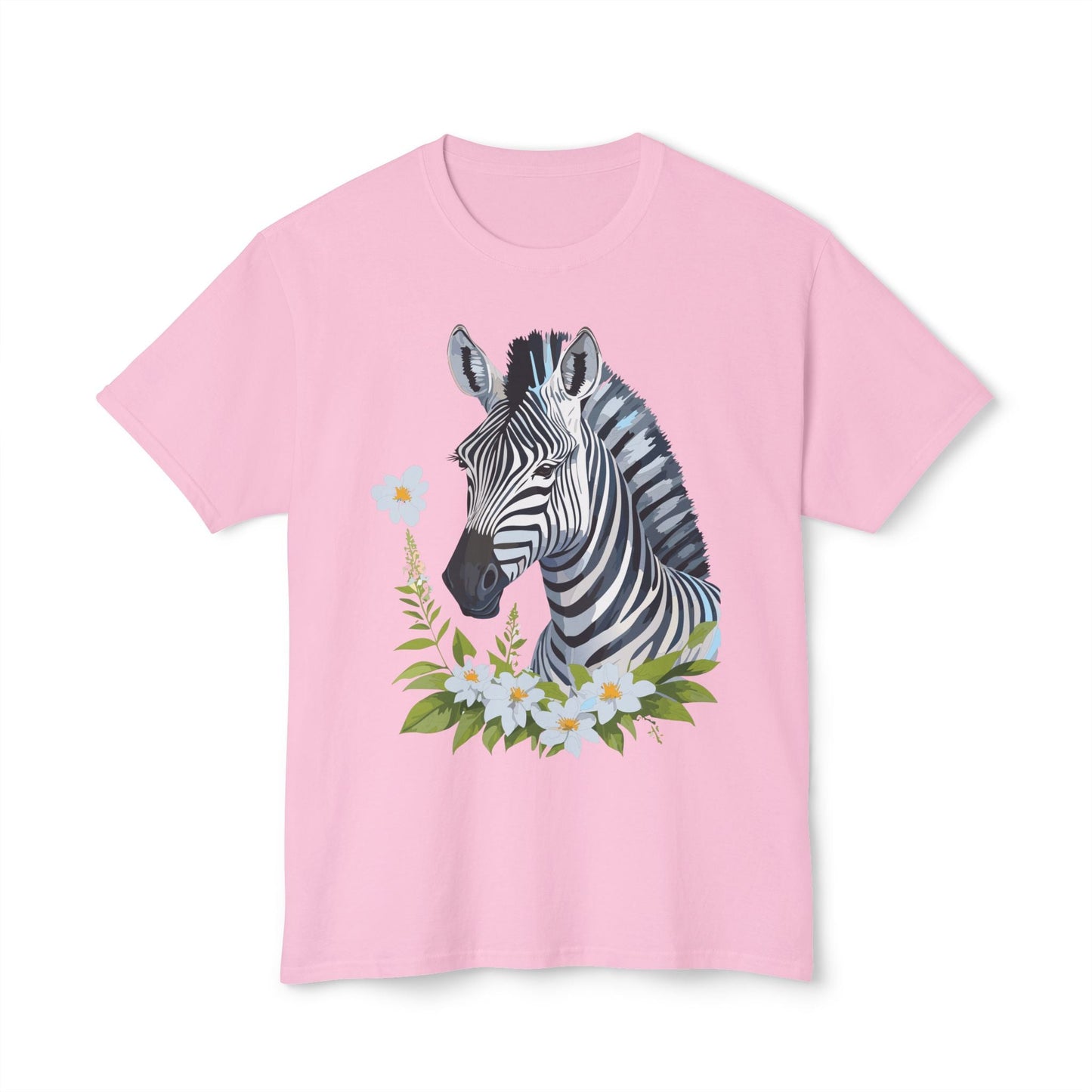 Unisex Zebra Art Print T Shirt 100% Cotton Vintage Floral Tee Made in USA Premium Graphic Tee
