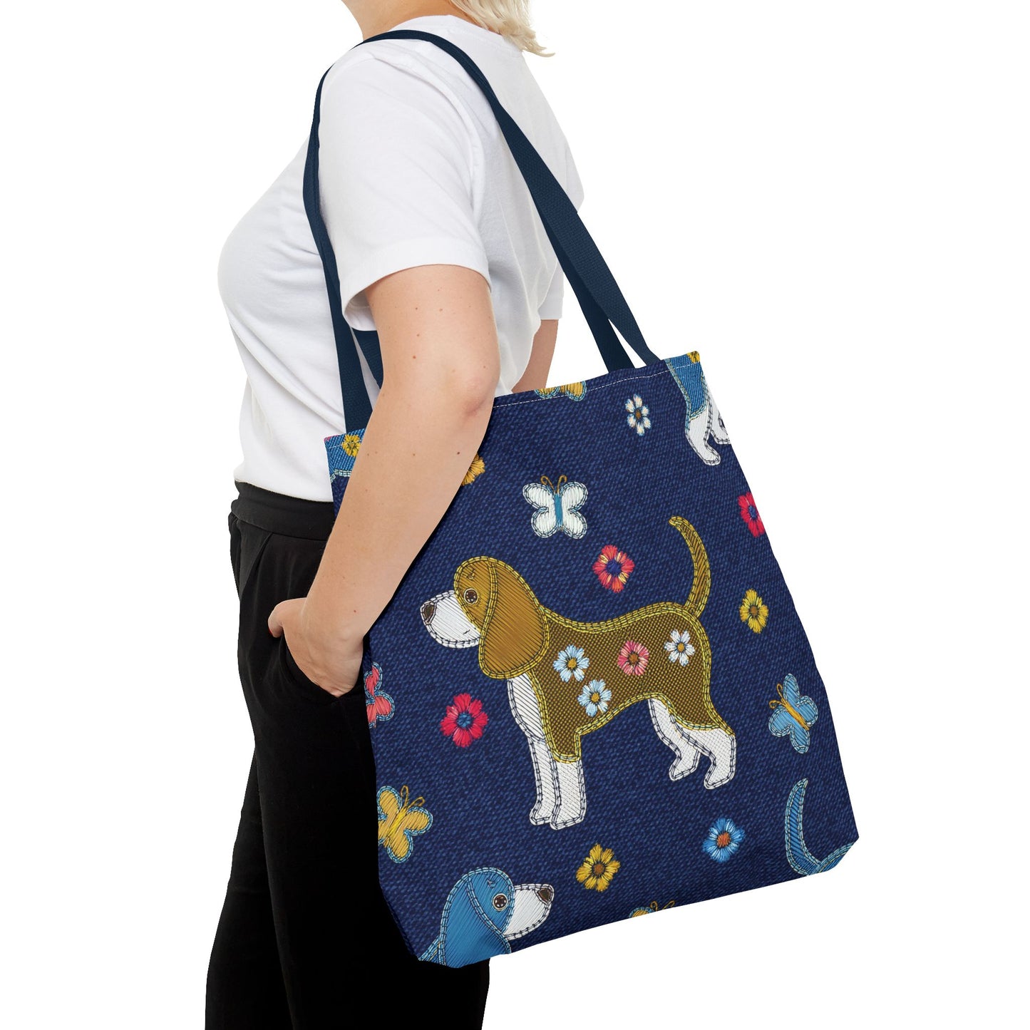 Denim Fabric Imitation Print Unisex Canvas Bag Poly Spun 3 Sizes Tote Bag 191-1