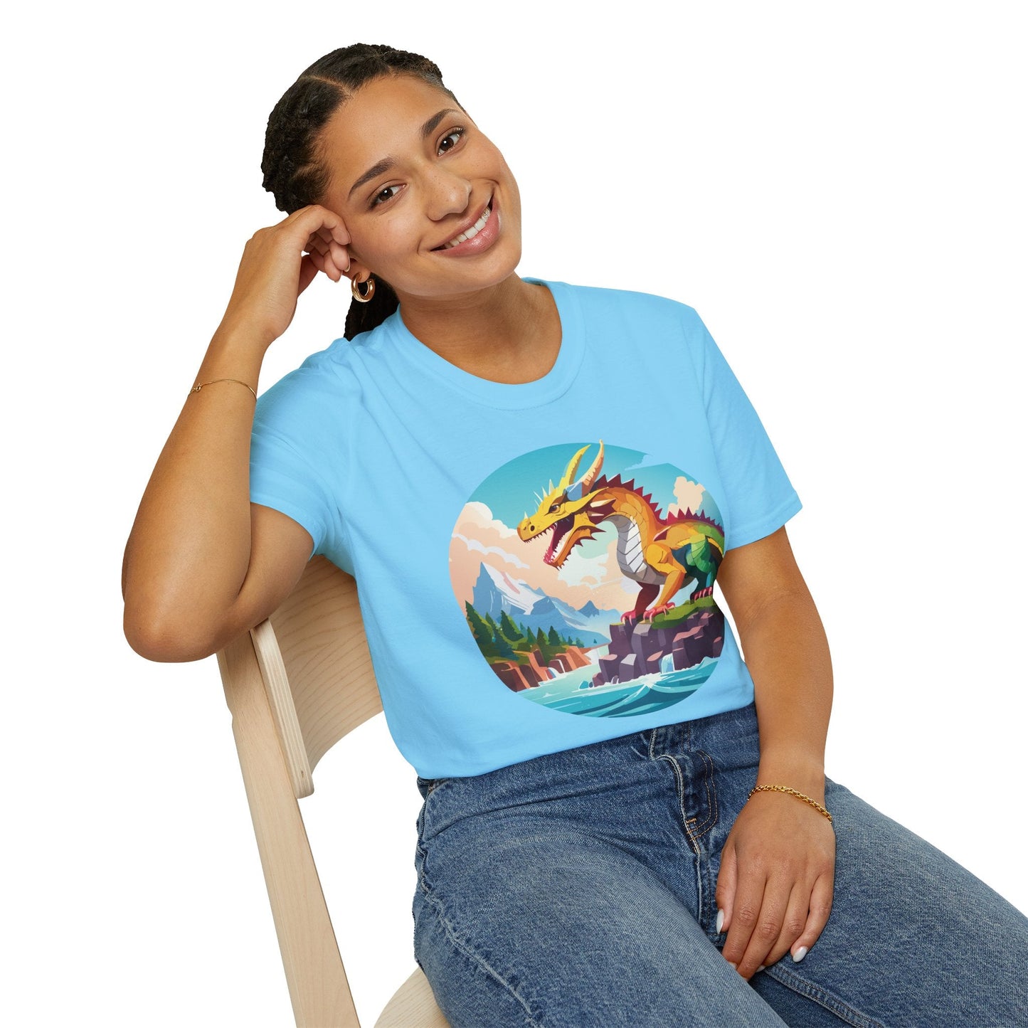 Dragon T Shirt Unisex Softstyle Cotton Tee With Colorful Animal Art Design For Everyday Wear