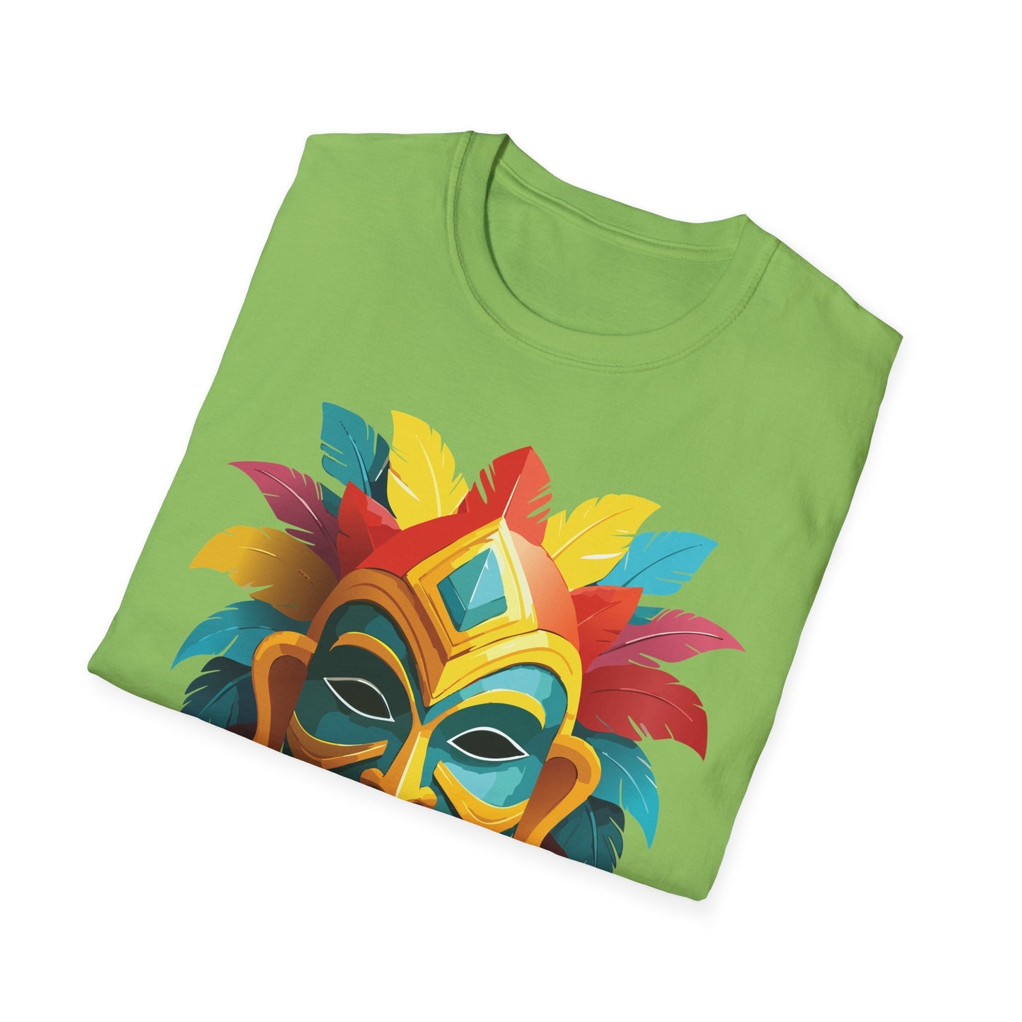 Unisex Mask Tee Shirt Gildan Softstyle 64000 Cotton Masquerade Design For Everyday Wear