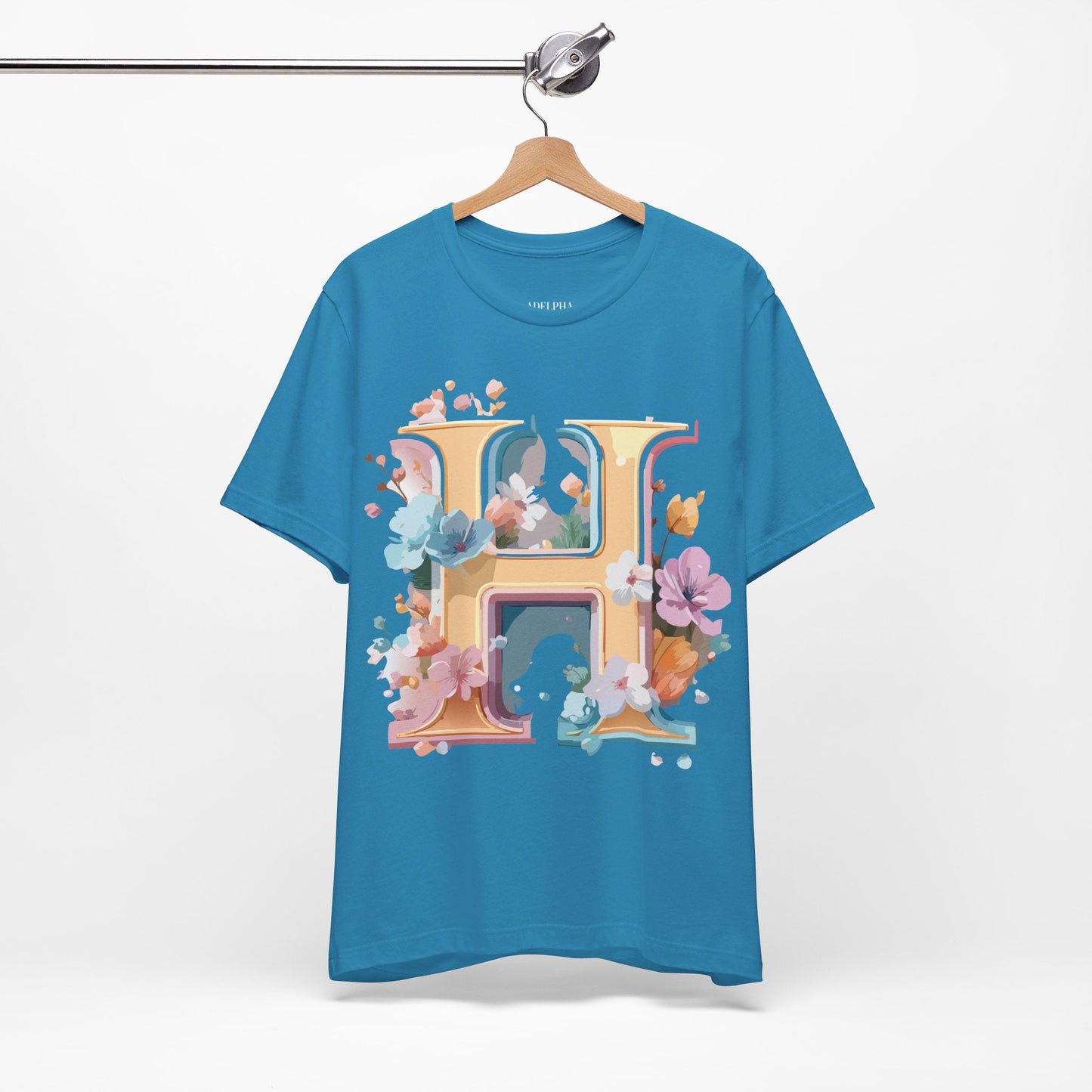 Letter H Graphic Tee Unisex Short Sleeve Shirt By Adelpha Featuring Vintage Inspired Artwork