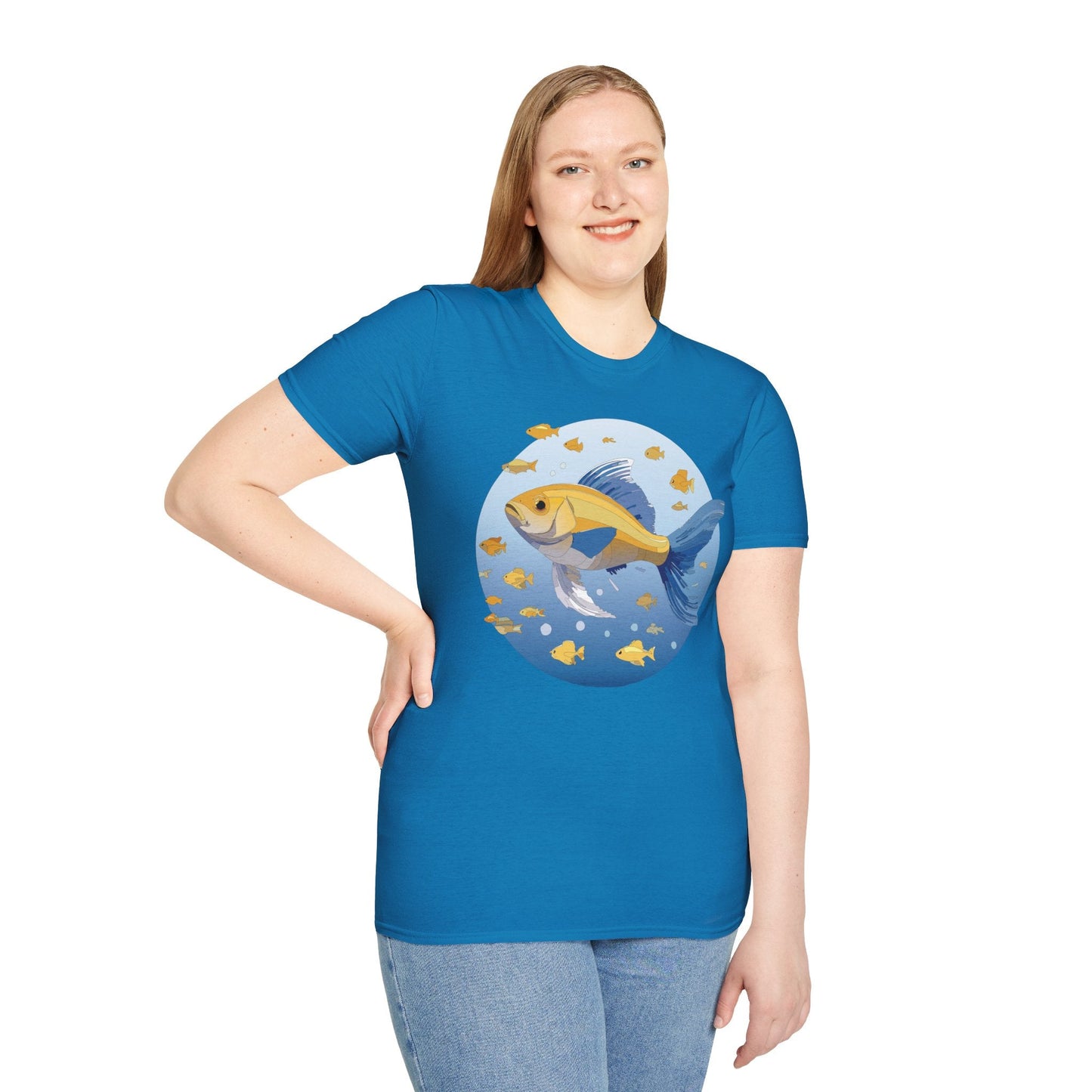 Fish Art Graphic Tee Shirt For Men And Women Unisex Cotton Softstyle Tee With Fish Artwork Design