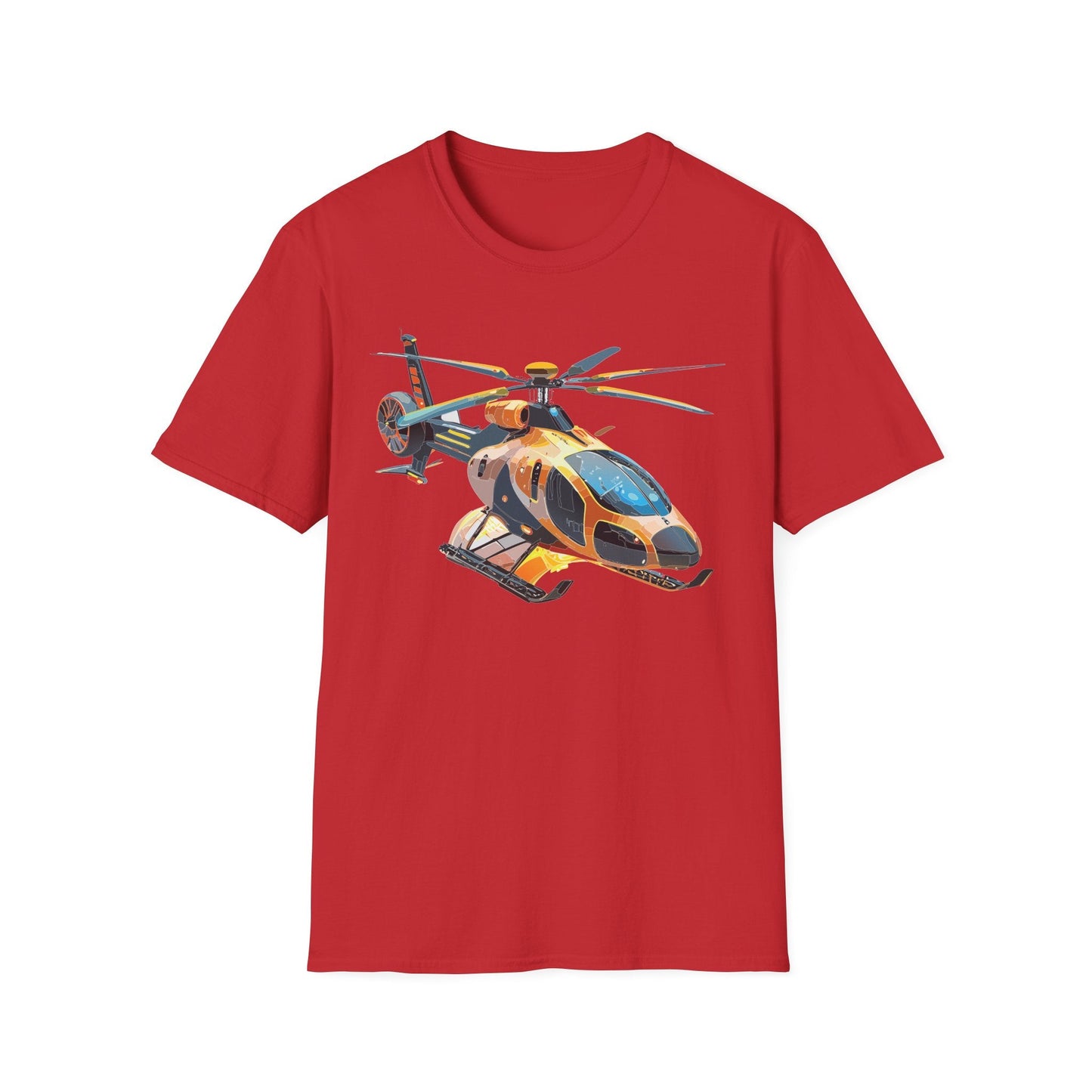 Unisex Helicopter Chopper T Shirt Softstyle 64000 Gildan Durable Lightweight Tee Design