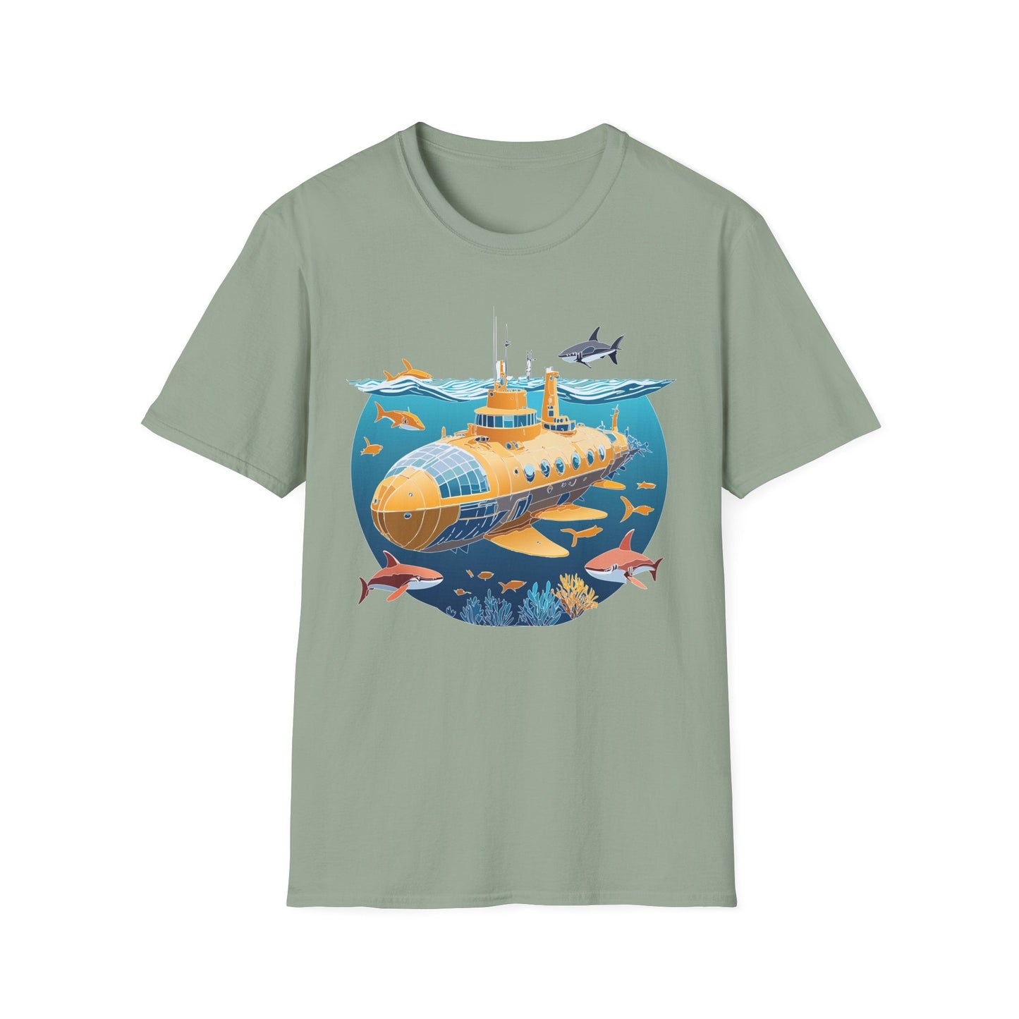 Ocean Themed Unisex Softstyle T Shirt 100 Percent Ring Spun Cotton U Boat Design Tee Everyday