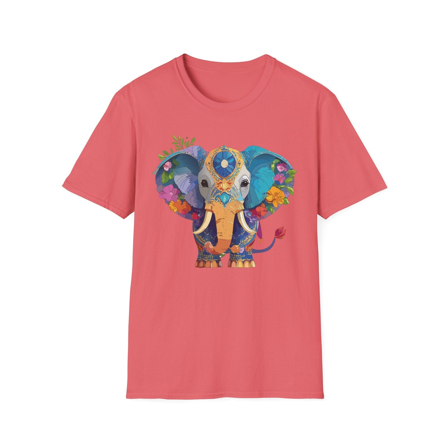 Elephant Graphic Shirt For Adults Unisex Softstyle Tee 100 Percent Cotton Gildan 64000