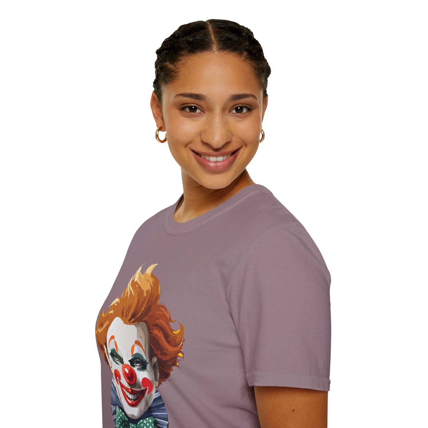 Clown Theme T Shirt Funny Man Circus Scary Man Unisex Gildan Softstyle Graphic Tee Everyday Wear