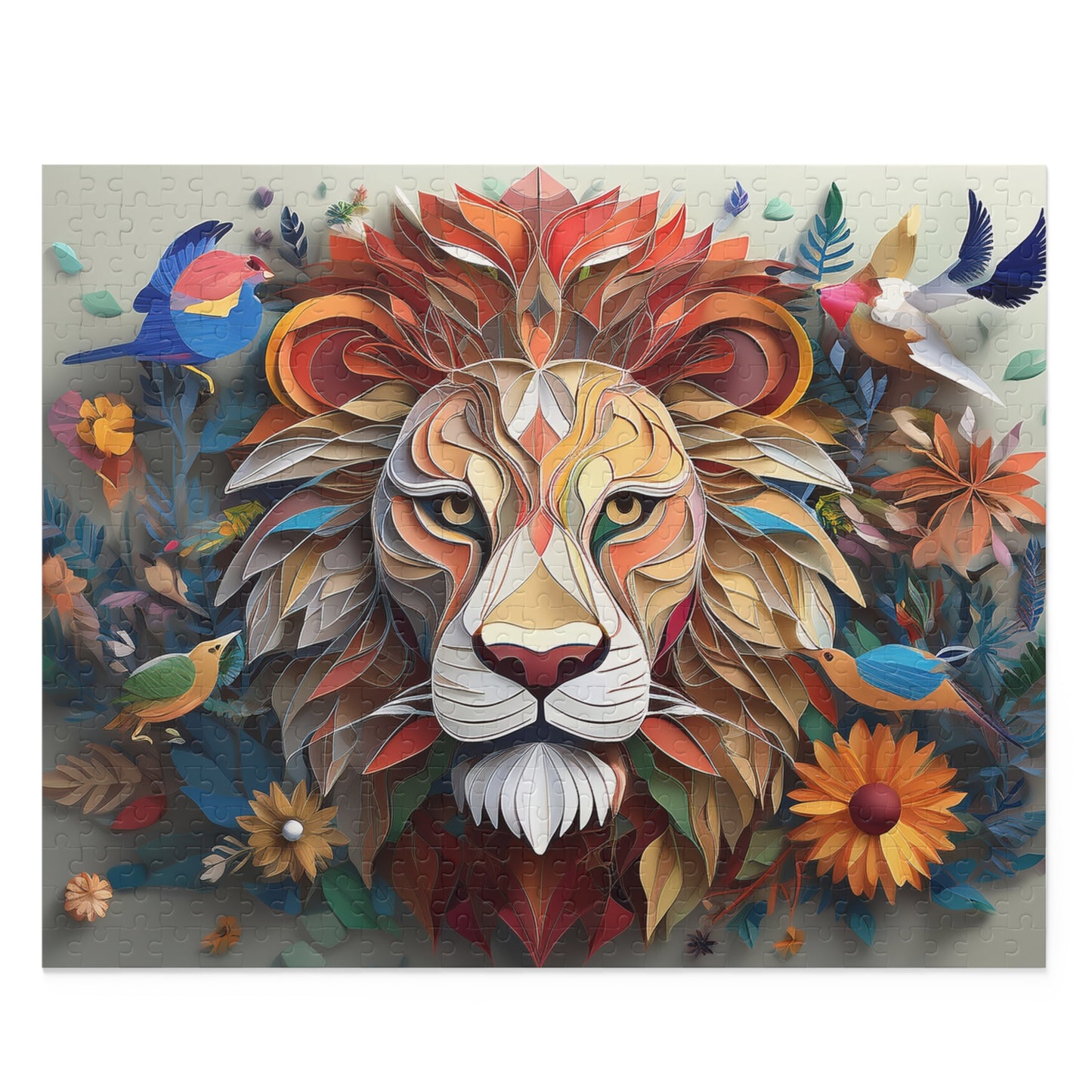 3D Colorful Lion Face Puzzle 500-Piece | Floral Lion Puzzle 500-Piece Ages 9+