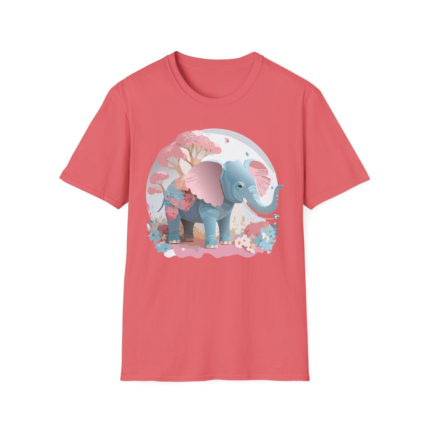 Unisex Elephant Graphic Tee Gildan Softstyle 64000 100 Percent Ring Spun Cotton Fabric