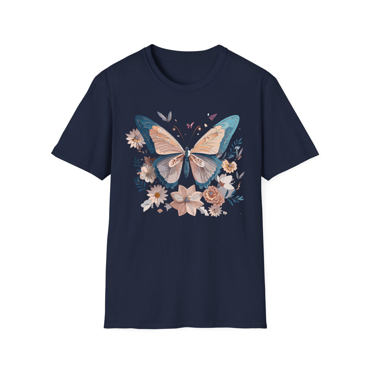 Butterfly Floral T-Shirt — Vintage Boho Nature Graphic Tee Unisex 100 Cotton Gildan T-Shirt