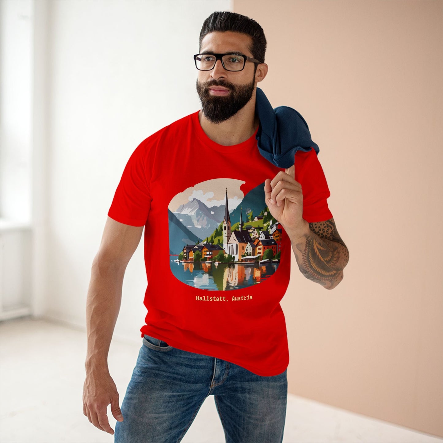 Austria Travel Shirt Unisex Premium Cotton Tee Featuring Original Art Design Retro2Nova