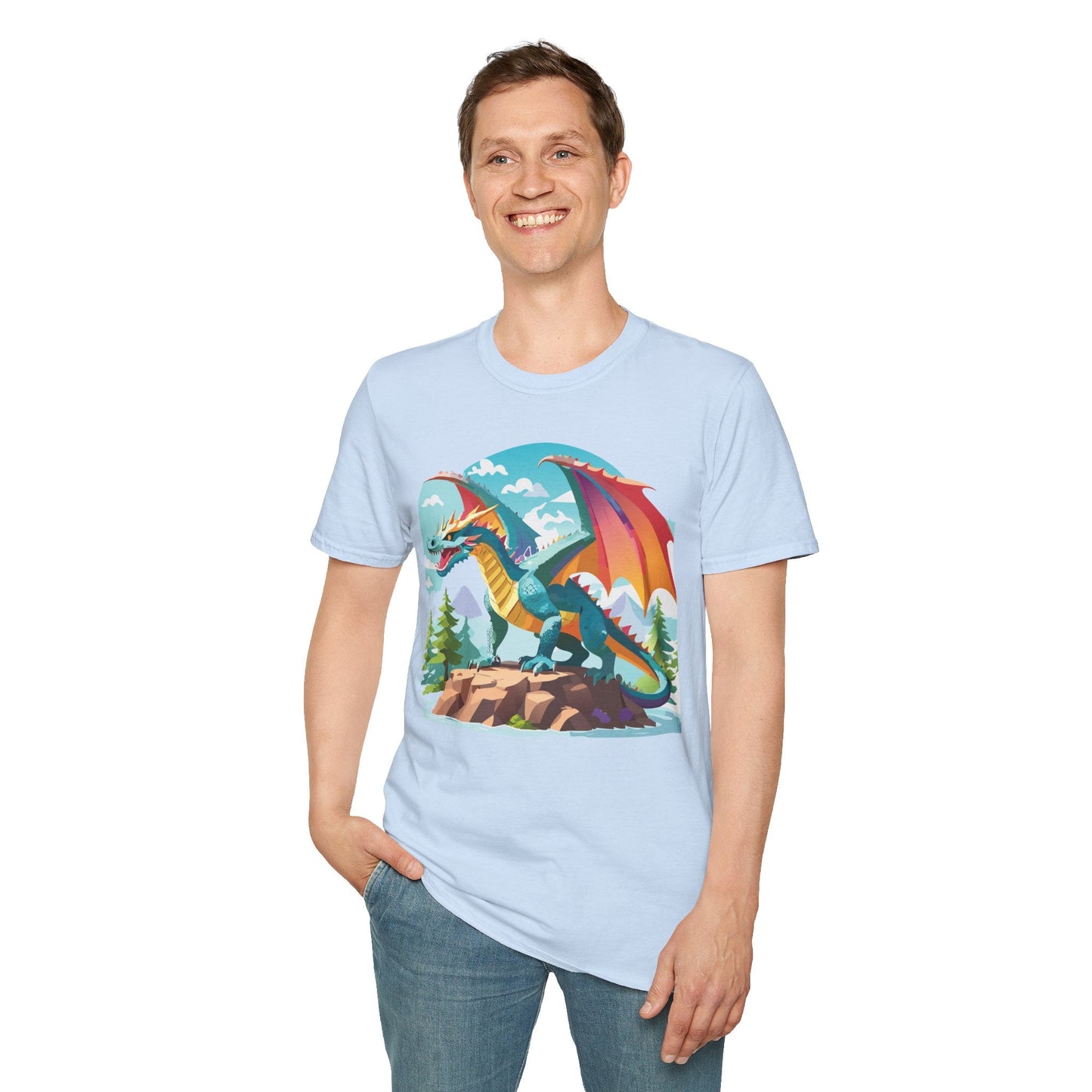 Dragon Graphic Tee Unisex Softstyle 100 Percent Ring Spun Cotton Animal Art Print Shirt