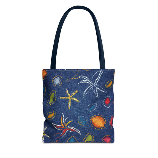 Denim Fabric Imitation Print Unisex Canvas Bag Poly Spun 3 Sizes Tote Bag 182-4