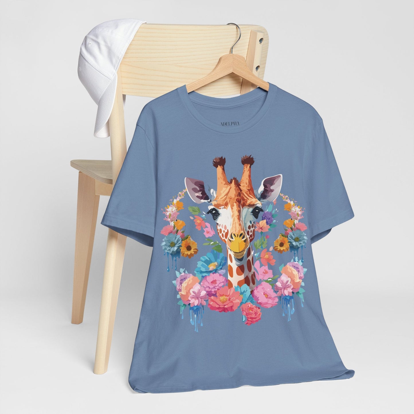 Giraffe Graphic Tee By Adelpha Unisex Short Sleeve Vintage Inspired Art Shirt Premium Quality