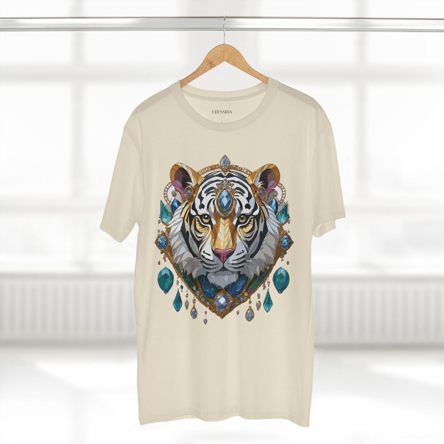 Tiger Graphic Unisex 100 Cotton Tee With Unique Animal Golden Medallion Art Design 53