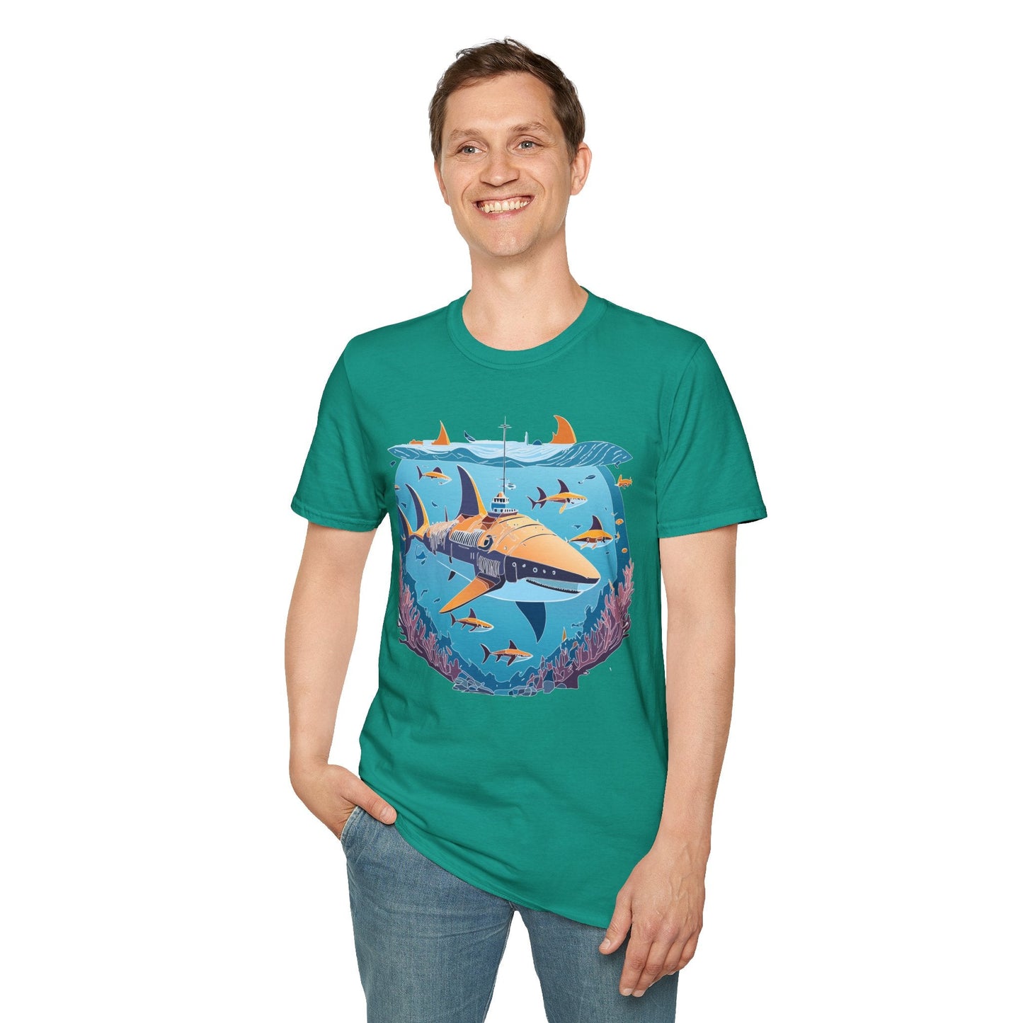 Ocean Tee Shirt Unisex Softstyle Cotton Tee 4.5 Oz Lightweight U Boat Theme Design