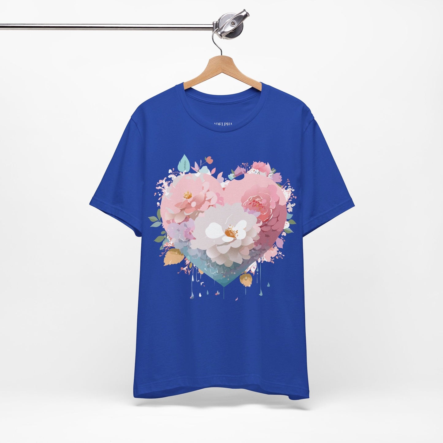 Valentine Day Graphic Unisex 100 Cotton Vintage Artwork with Love and Flower Design Tee 34