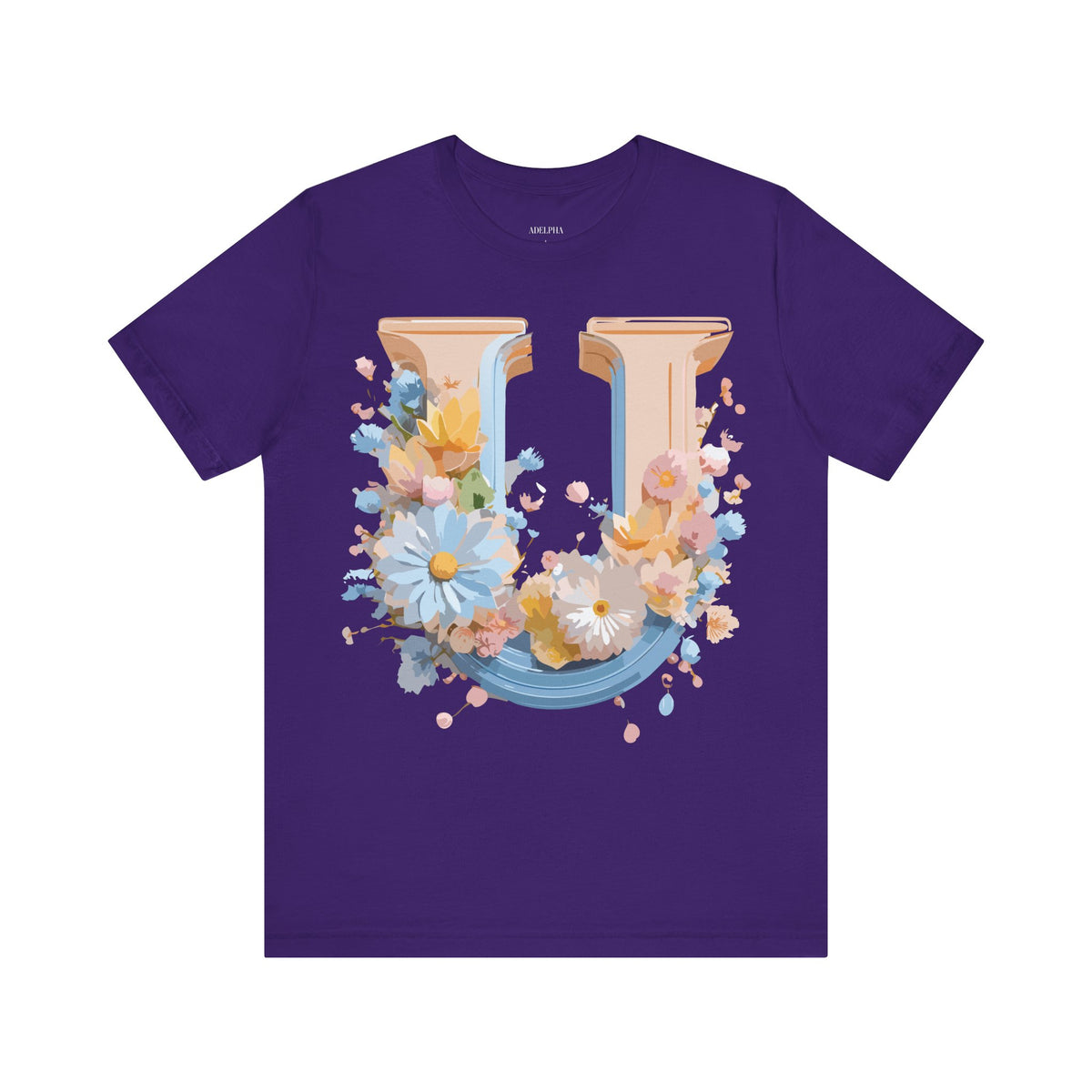 Letter U Graphic Unisex Cotton Bella+Canvas Tee with Art Letter Design