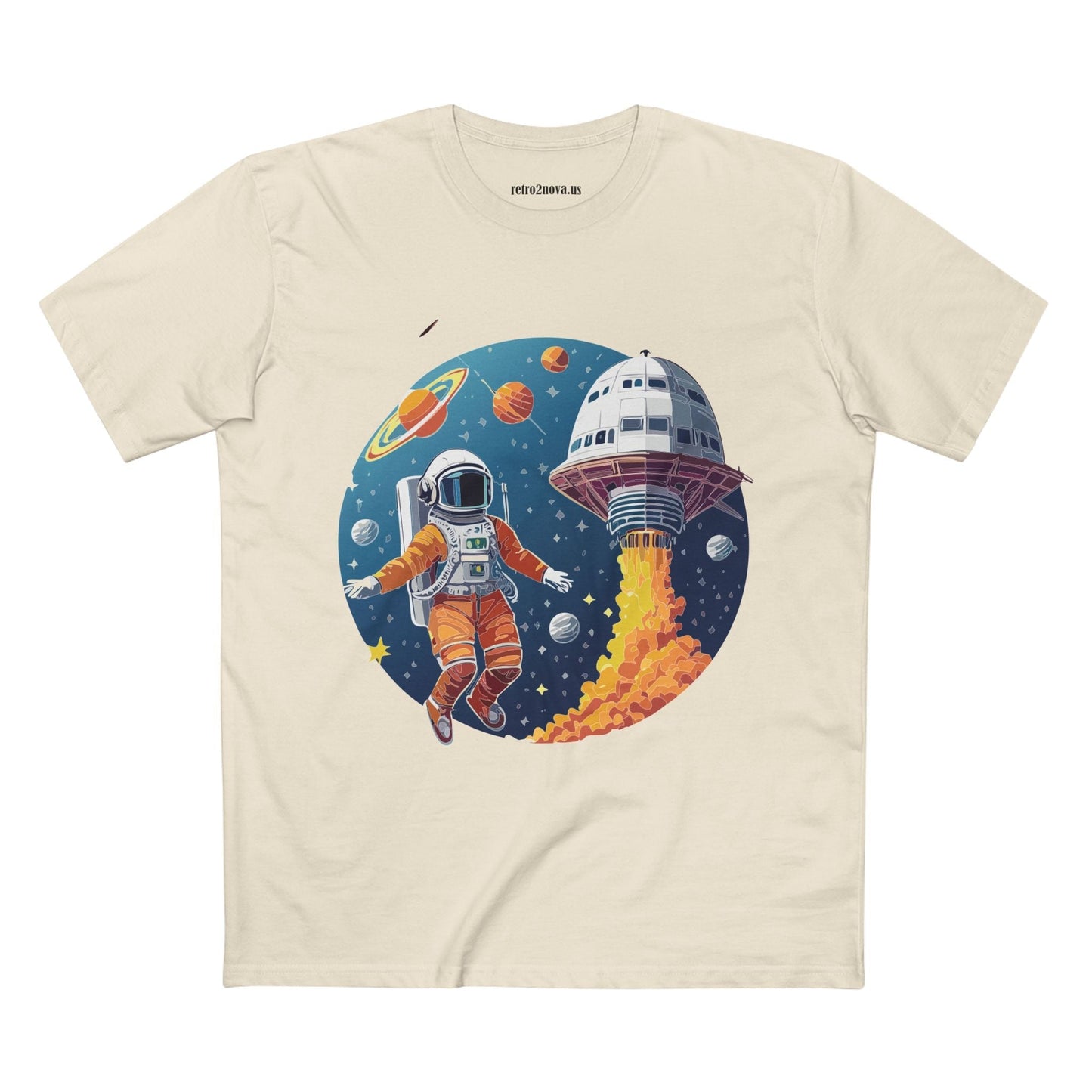 Cosmos Shirt Astronaut Tee Unisex Premium Cotton Art Design By Retro2Nova CS19 Original Art Design